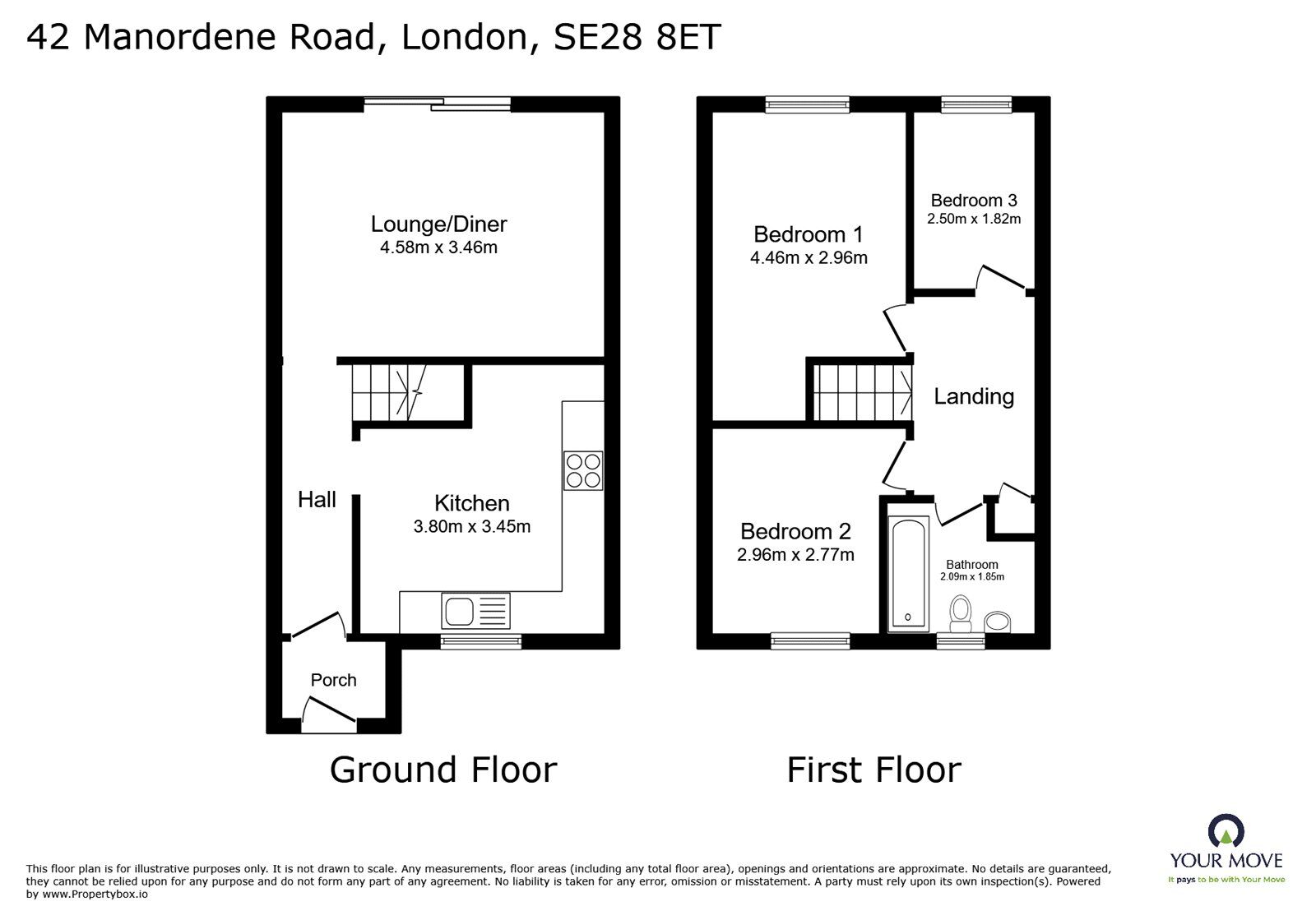 Floorplan of 3 bedroom Mid Terrace House for sale, Manordene Road, London, SE28
