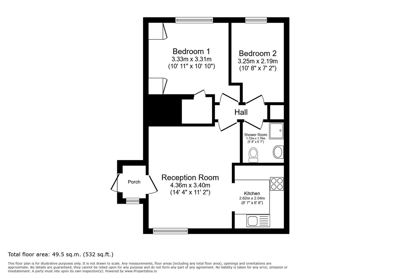 Floorplan of 2 bedroom Mid Terrace Flat for sale, Bertrand Way, London, SE28