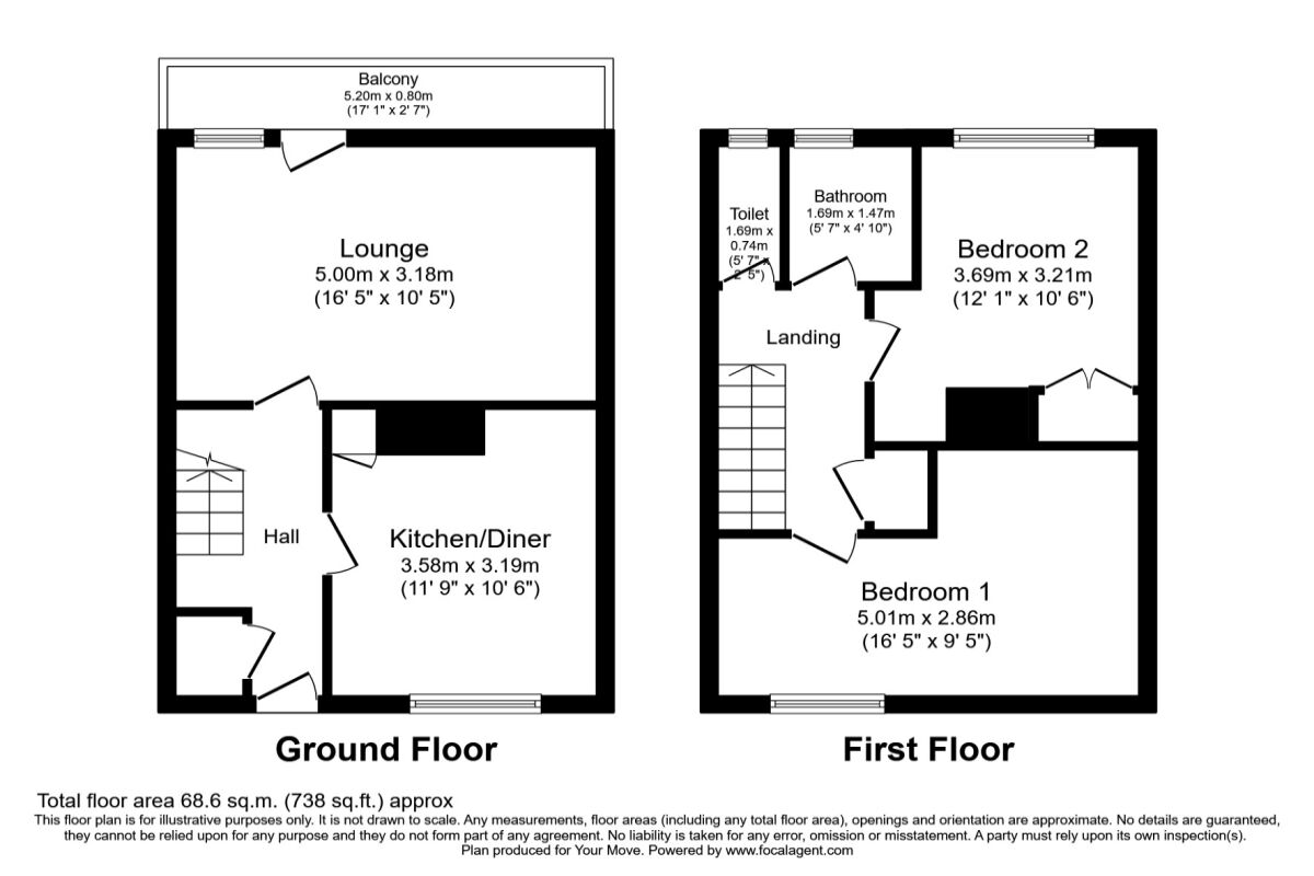 Floorplan of 2 bedroom Flat to rent, Clendon Way, London, SE18