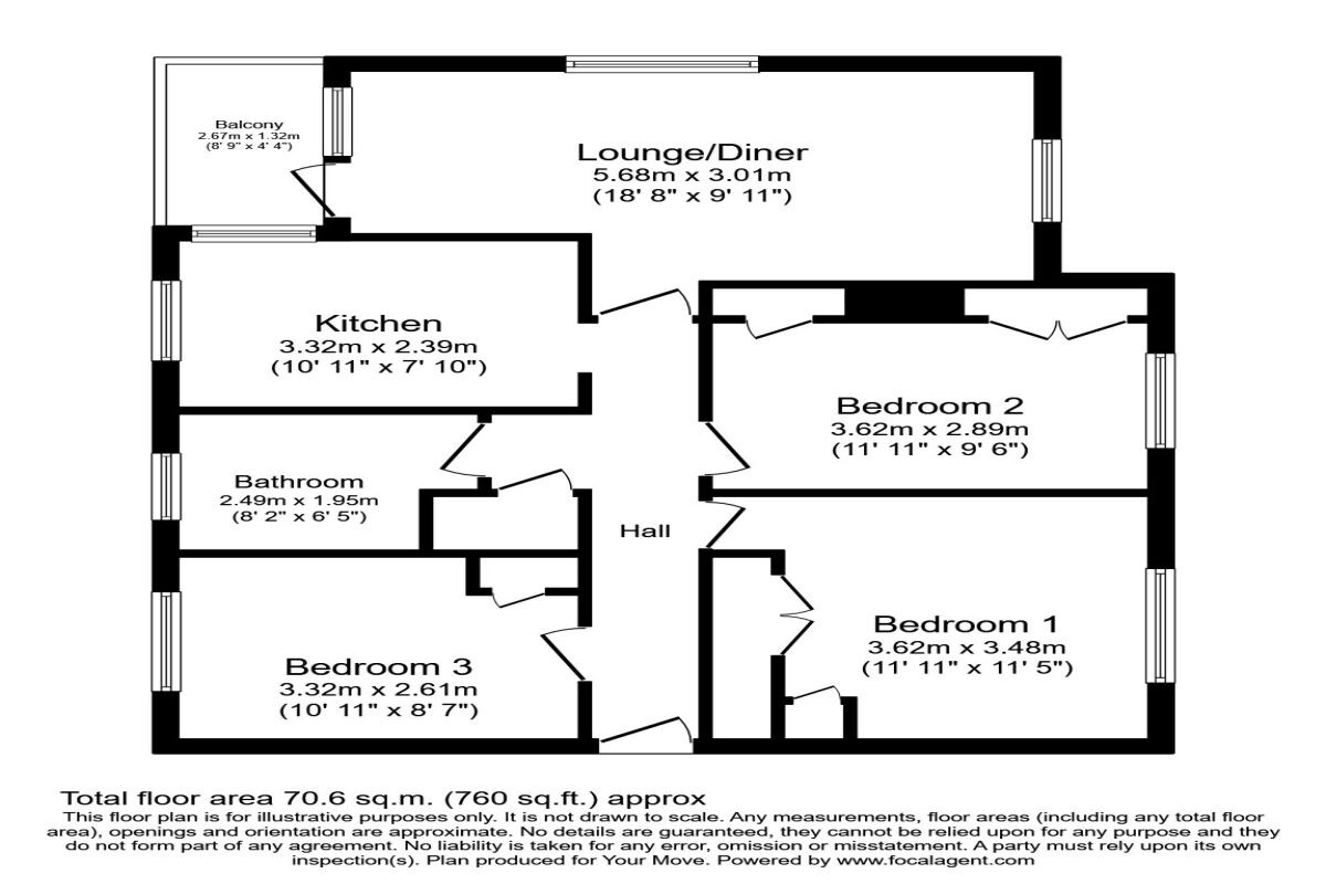 Floorplan of 3 bedroom Flat to rent, Woolwich Road, London, SE2