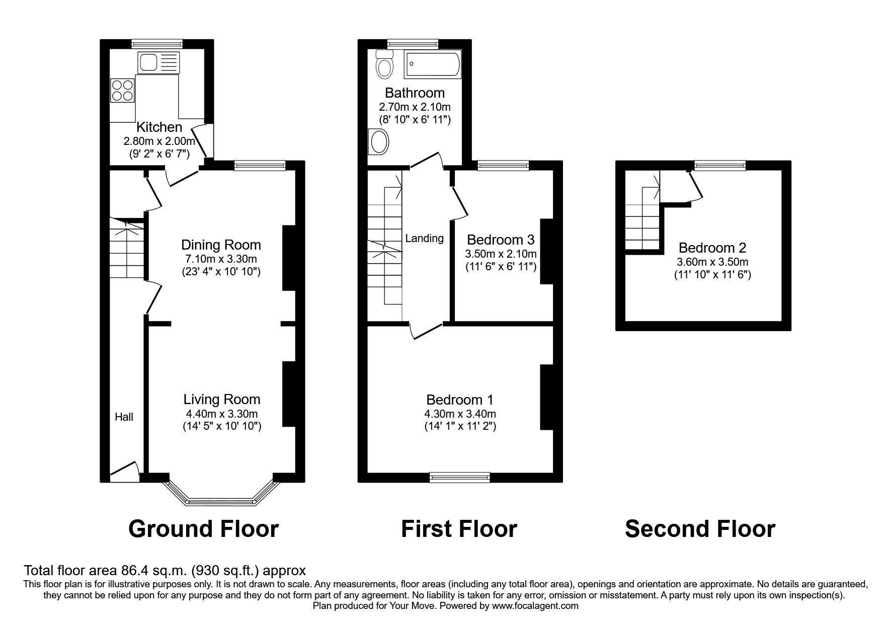 Floorplan of 3 bedroom Mid Terrace House to rent, Bostall Lane, London, Greenwich, SE2