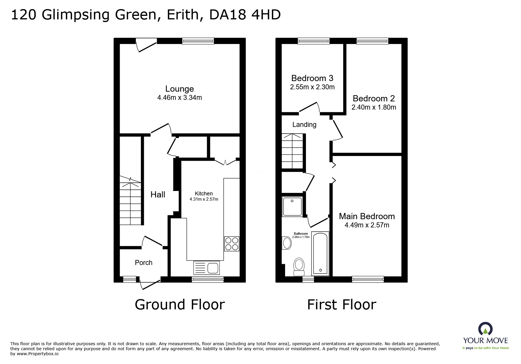 Floorplan of 3 bedroom Mid Terrace House for sale, Glimpsing Green, Erith, DA18