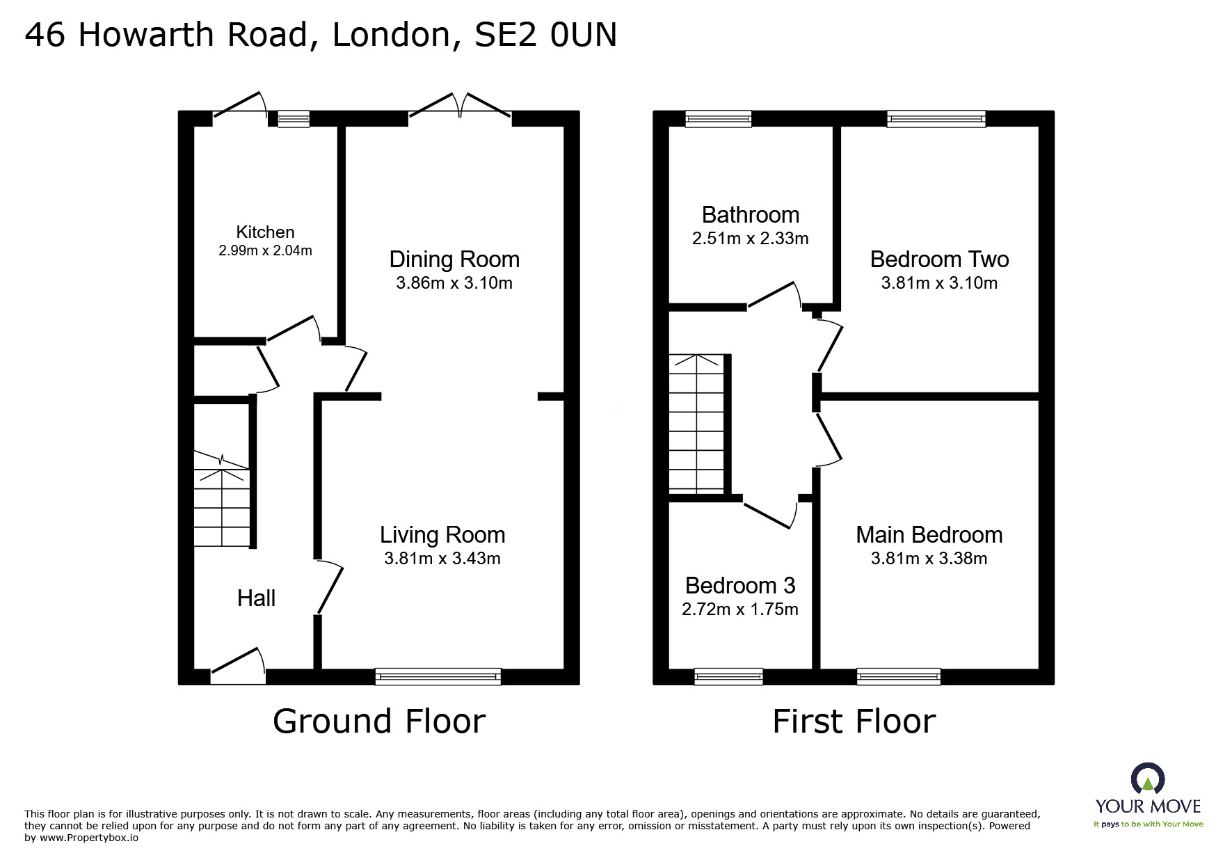 Floorplan of 3 bedroom Mid Terrace House to rent, Howarth Road, London, SE2