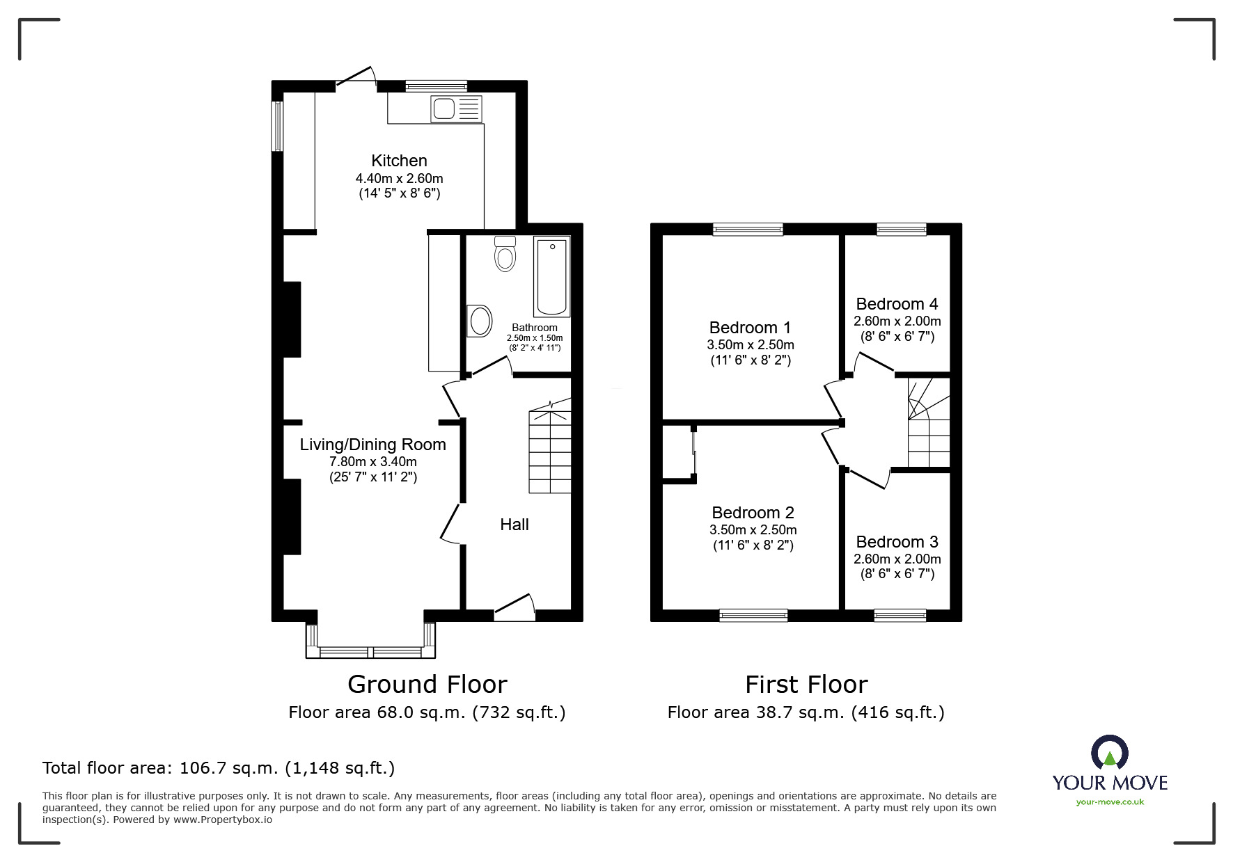 Floorplan of 4 bedroom Mid Terrace House for sale, Bostall Lane, London, SE2