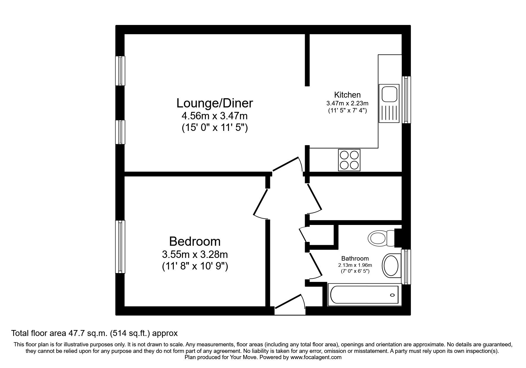 Floorplan of 1 bedroom  Flat to rent, Glimpsing Green, Erith, DA18