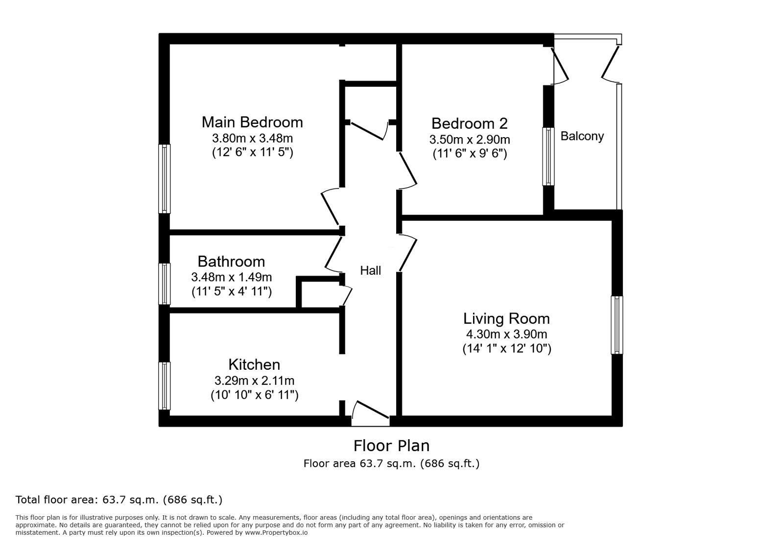 Floorplan of 2 bedroom Flat for sale, Commonwealth Way, London, SE2