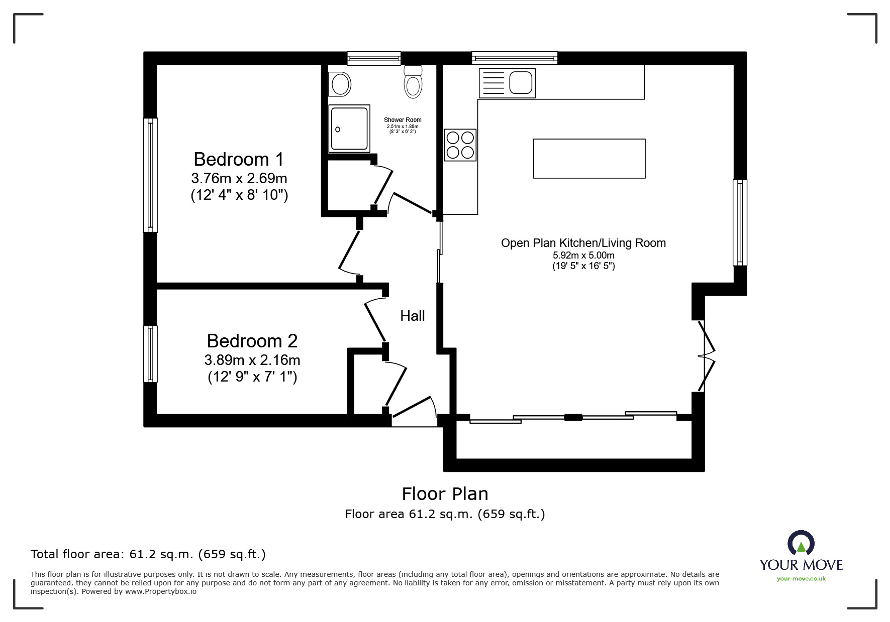 Floorplan of 2 bedroom  Flat for sale, Courtauld Close, London, SE28