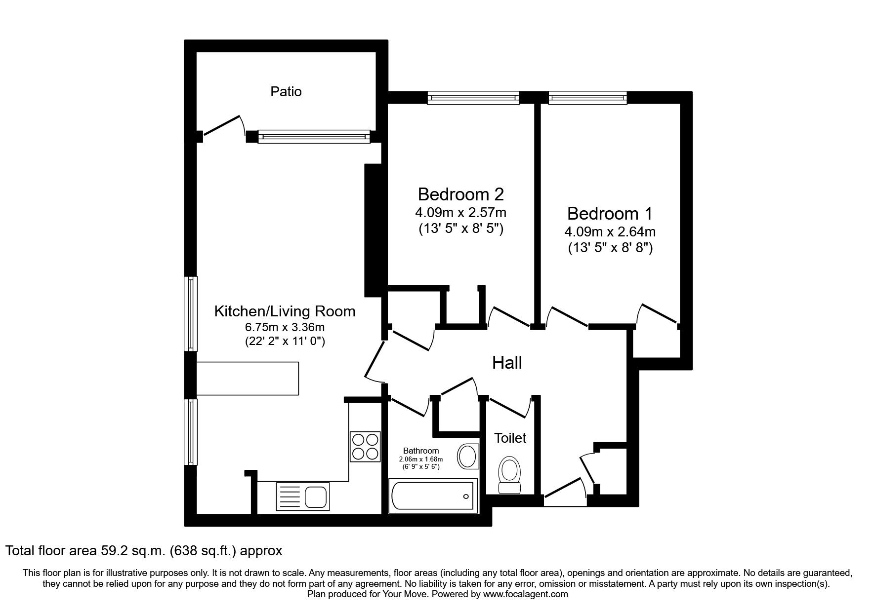 Floorplan of 2 bedroom Flat for sale, Stanbrook Road, London, SE2