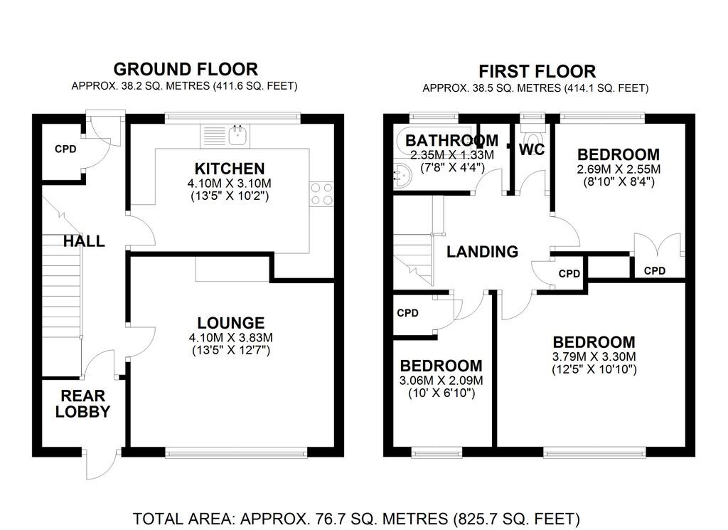 Floorplan of 3 bedroom Mid Terrace House to rent, Brinkburn Close, London, SE2