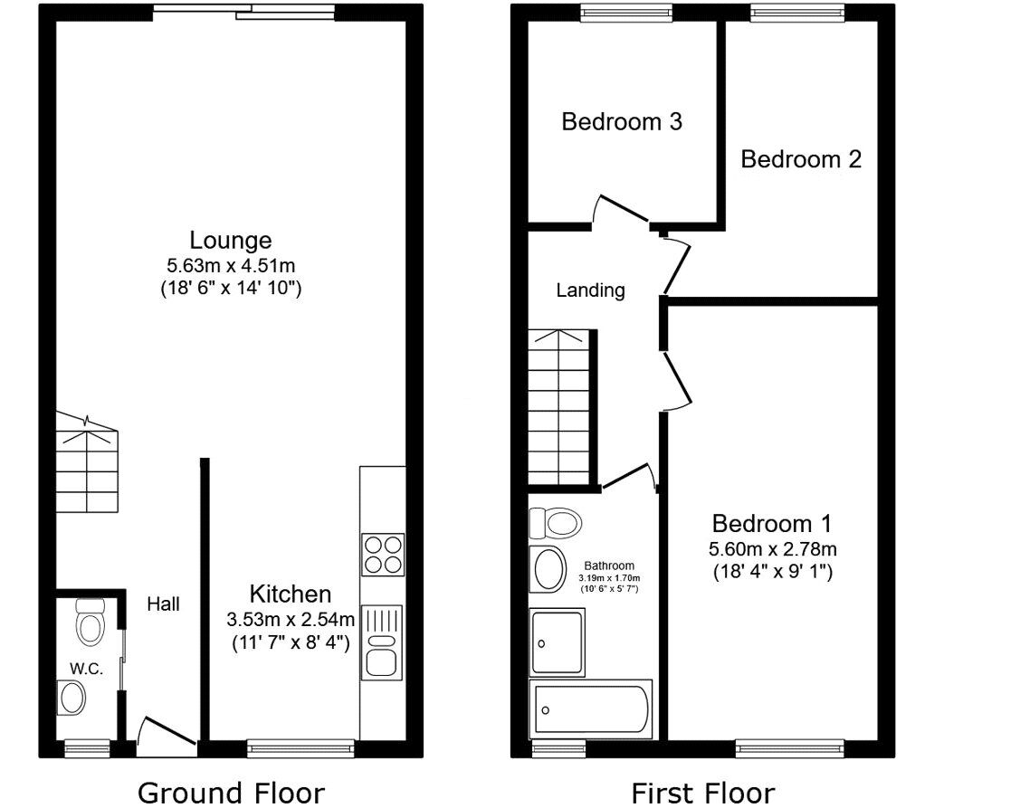 Floorplan of 3 bedroom Mid Terrace House for sale, Woolf Close, London, SE28