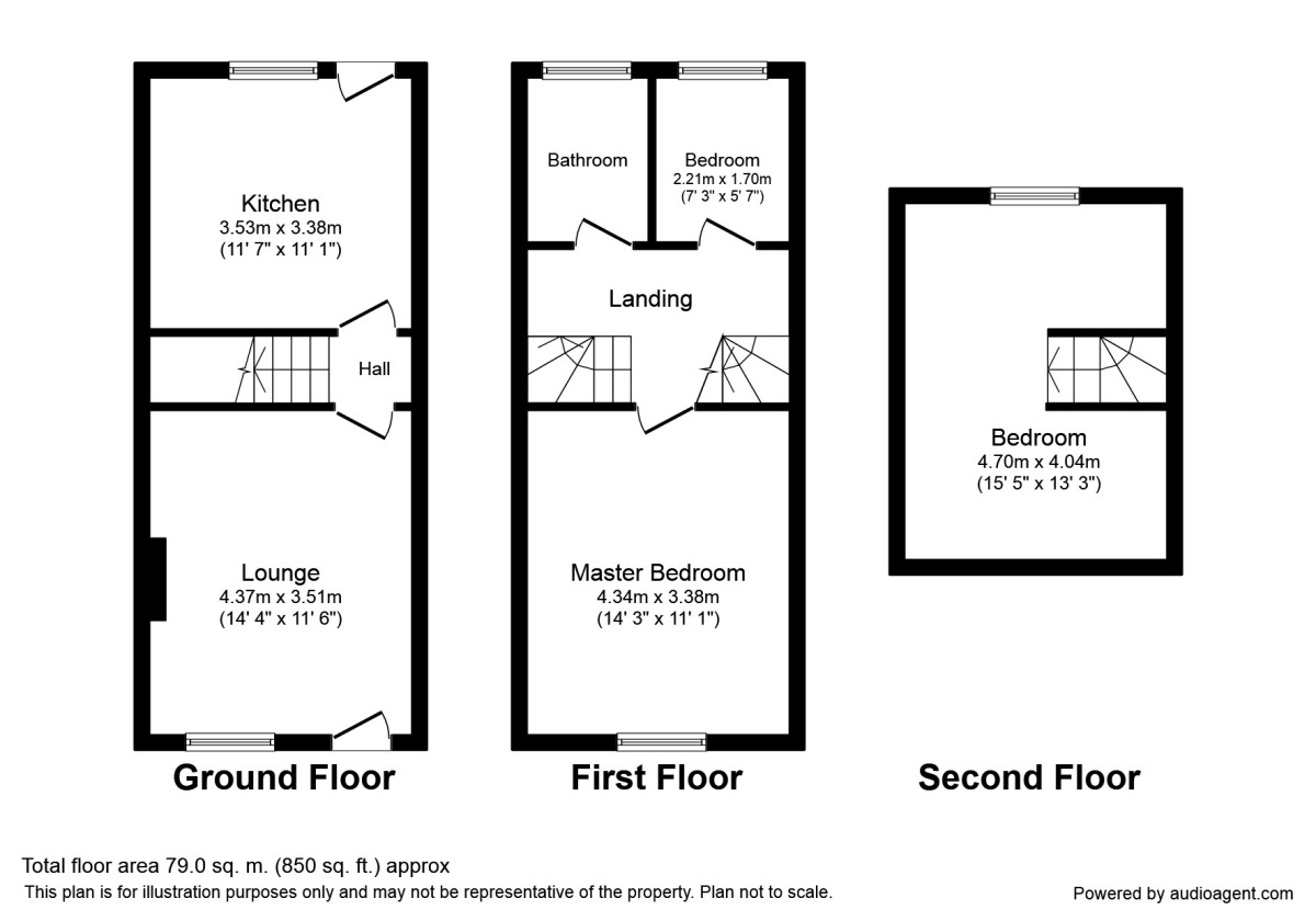 Floorplan of 3 bedroom House to rent, School Street, Great Houghton, South Yorkshire, S72