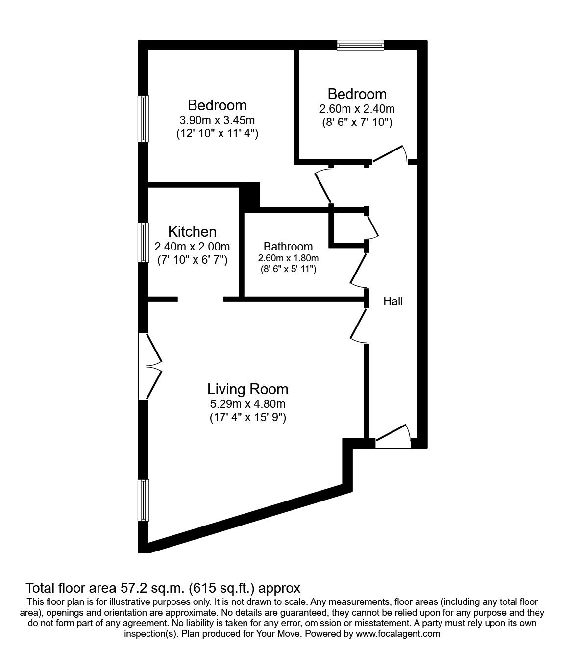 Floorplan of 2 bedroom  Flat to rent, Valley Grove, Lundwood, South Yorkshire, S71