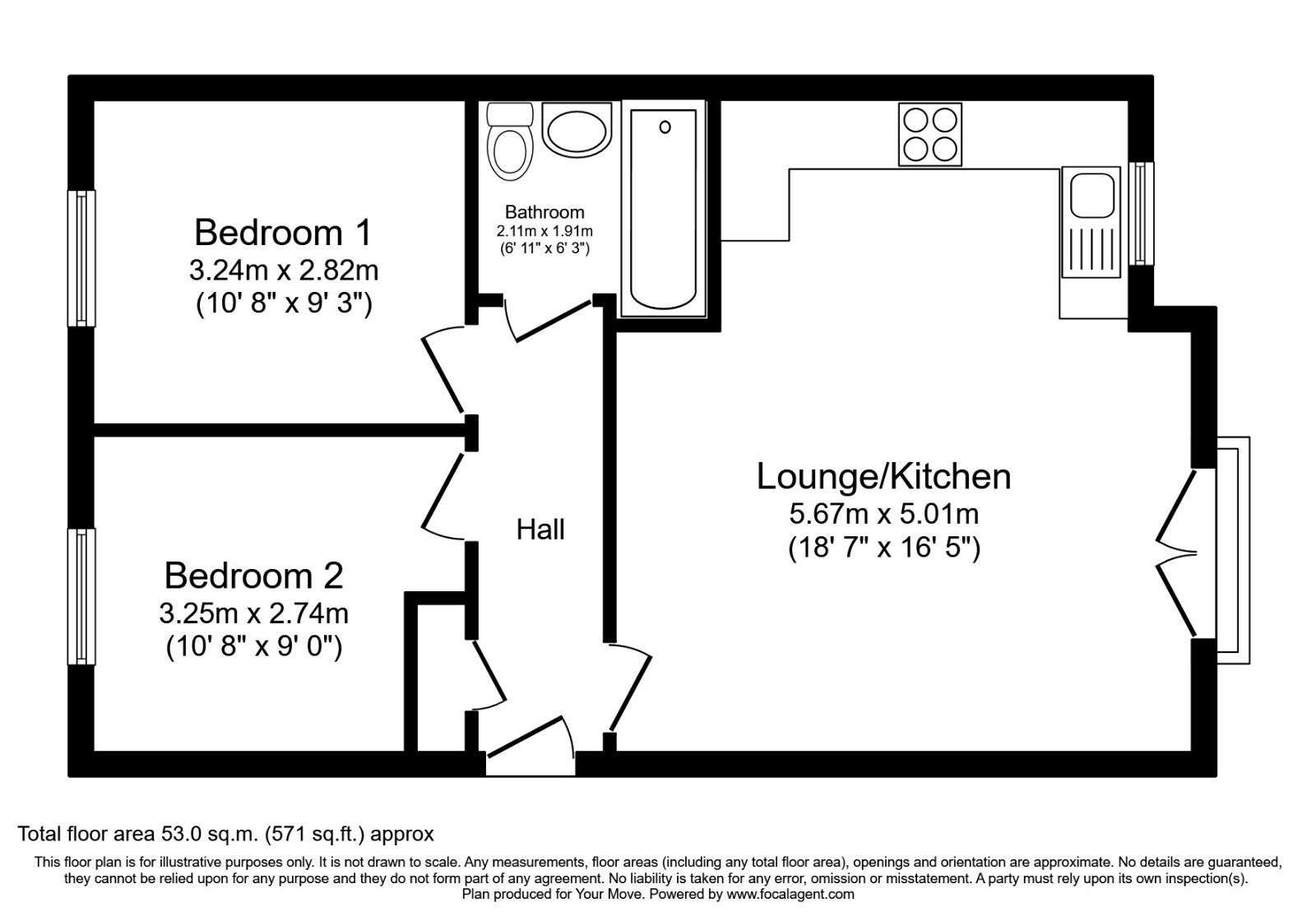 Floorplan of 2 bedroom Flat to rent, Jordan Hill, Gawber Road, South Yorkshire, S75