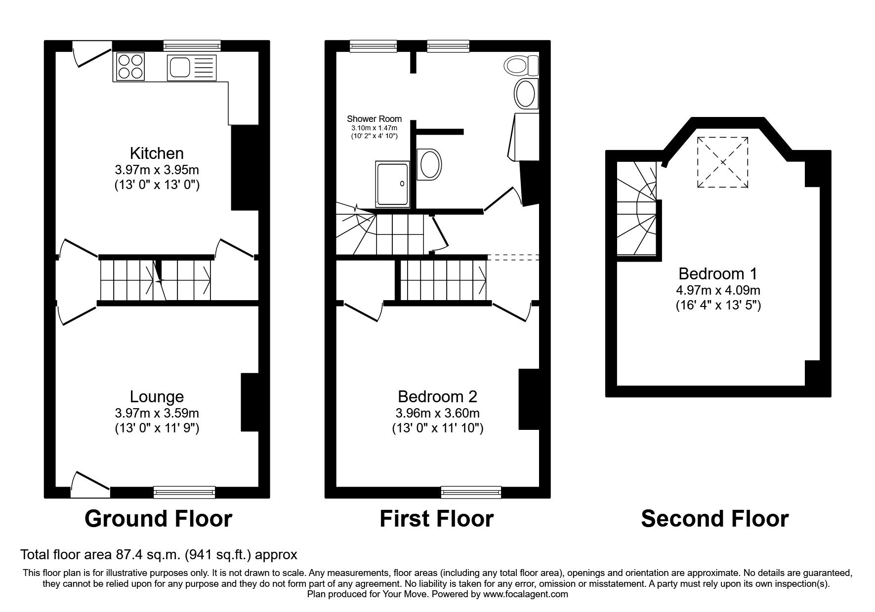 Floorplan of 2 bedroom Mid Terrace House to rent, Wood View, Birdwell, South Yorkshire, S70