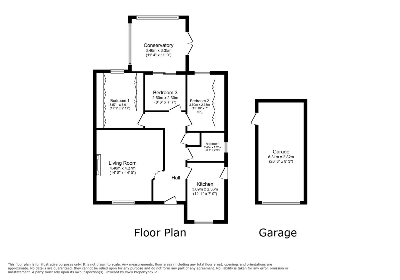 Floorplan of 3 bedroom Detached Bungalow for sale, Park View, Shafton, South Yorkshire, S72