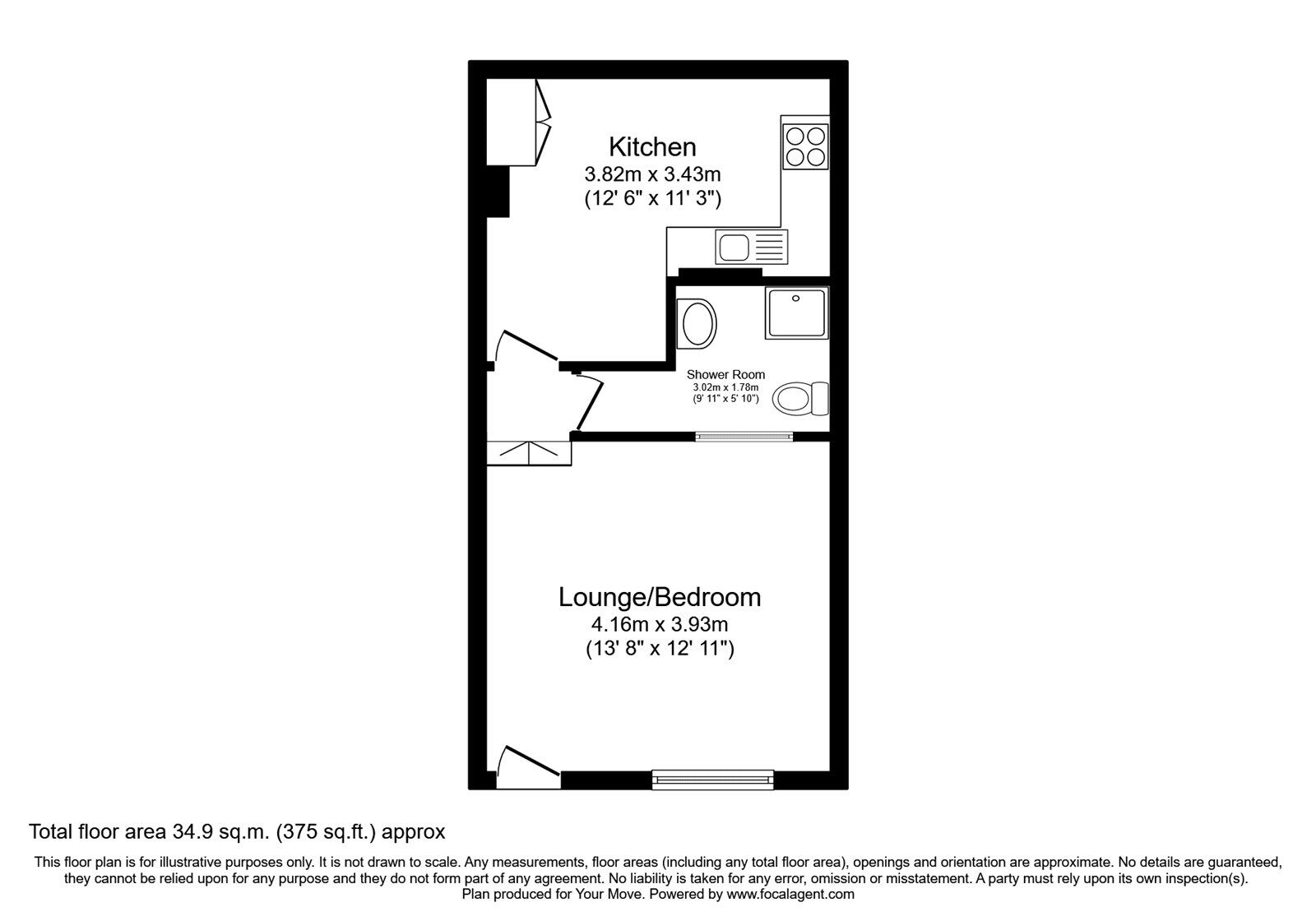 Floorplan of 1 bedroom  Flat to rent, Doncaster Road, Barnsley, South Yorkshire, S70