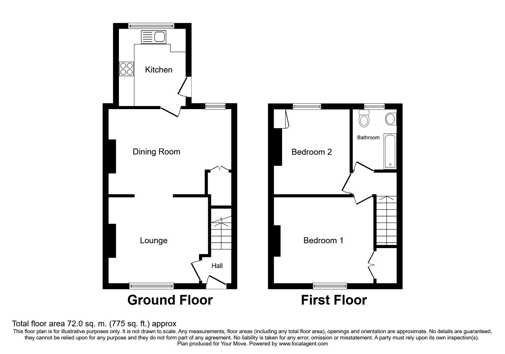 Floorplan of 2 bedroom Mid Terrace House for sale, Rosebery Street, Barnsley, South Yorkshire, S70