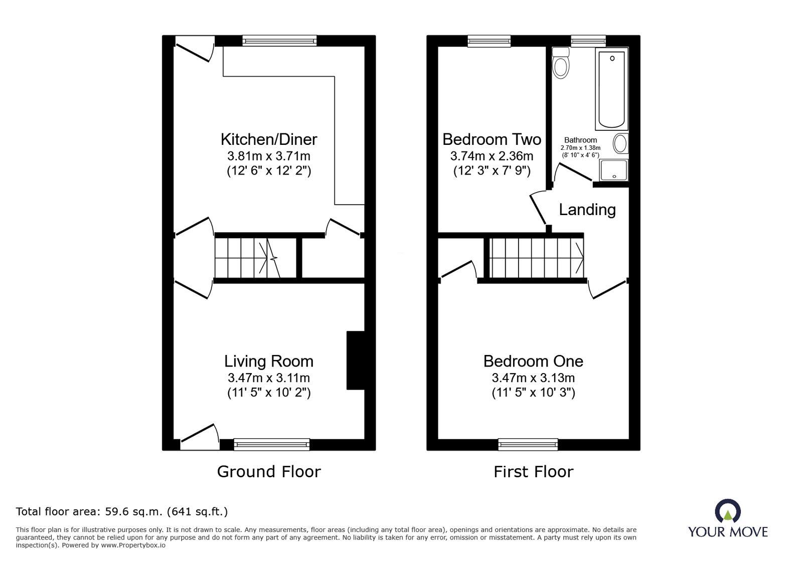 Floorplan of 2 bedroom Mid Terrace House to rent, Commercial Street, Barnsley, South Yorkshire, S70