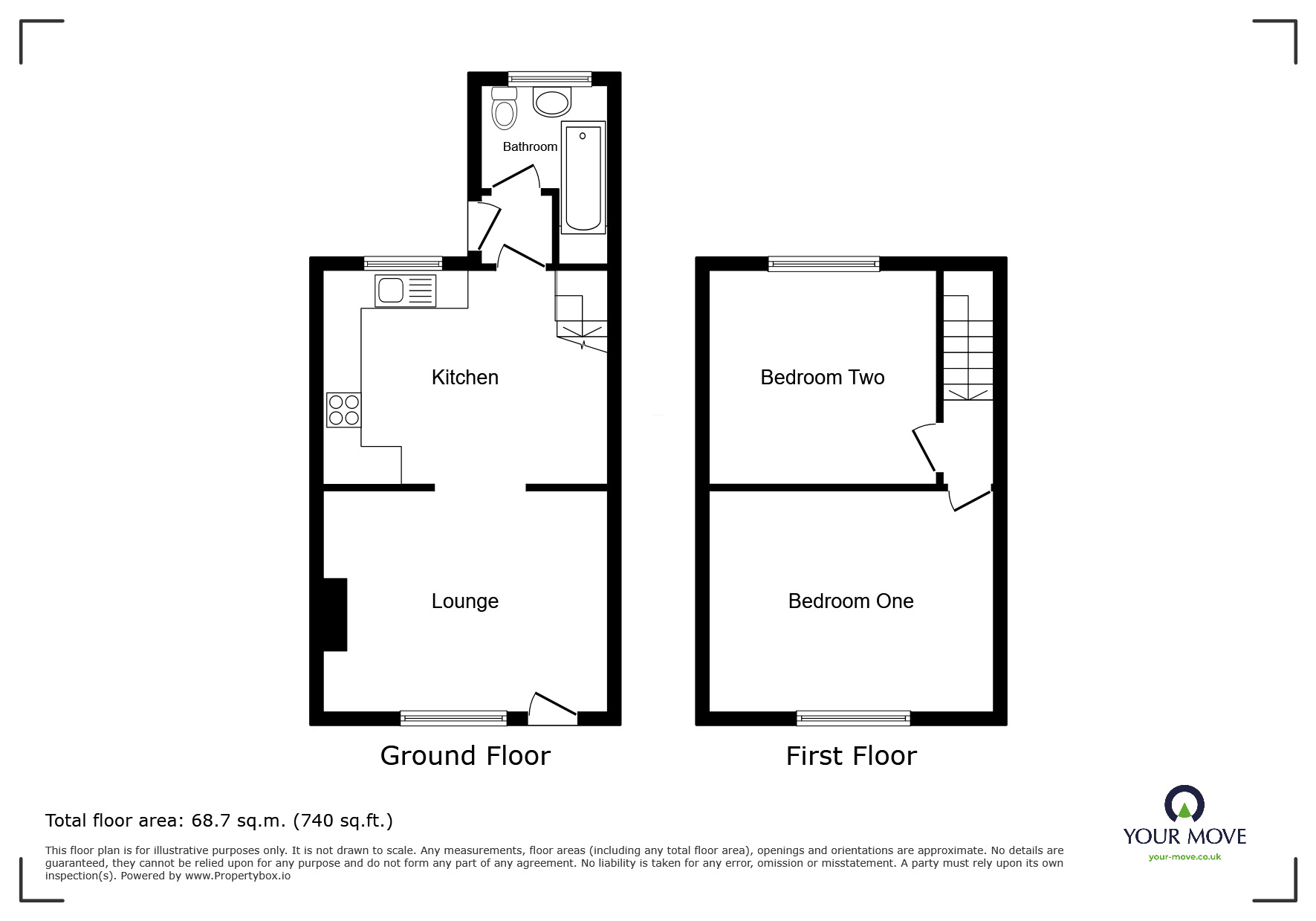 Floorplan of 2 bedroom Mid Terrace House to rent, Frederick Street, Wombwell, South Yorkshire, S73