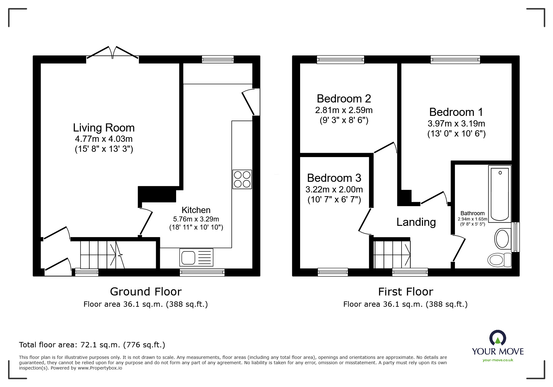 Floorplan of 3 bedroom Semi Detached House for sale, Westfields, Royston, South Yorkshire, S71