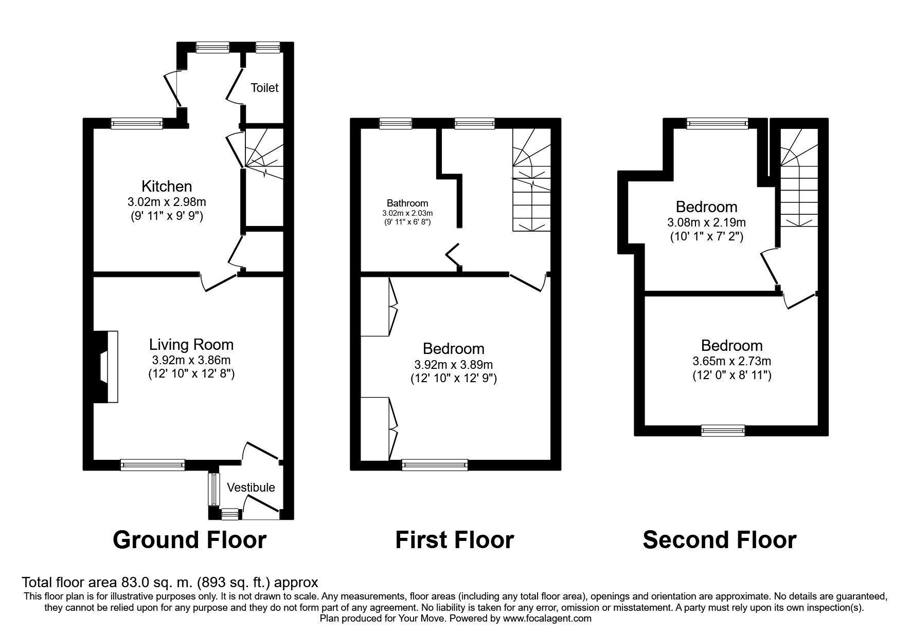 Floorplan of 3 bedroom Mid Terrace House for sale, Alexandra Terrace, Barnsley, South Yorkshire, S71
