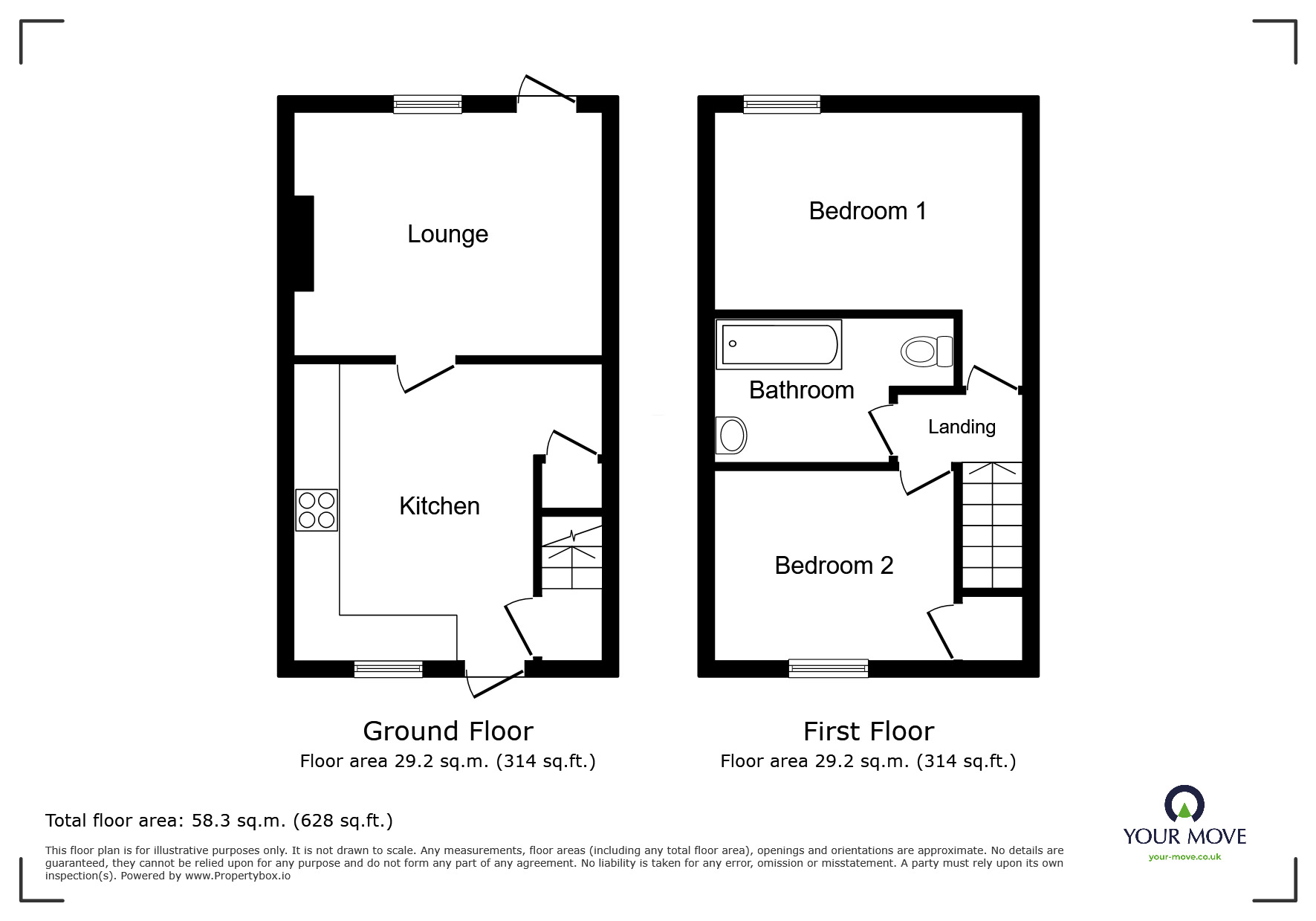 Floorplan of 2 bedroom End Terrace House to rent, Keir Street, Barnsley, South Yorkshire, S70