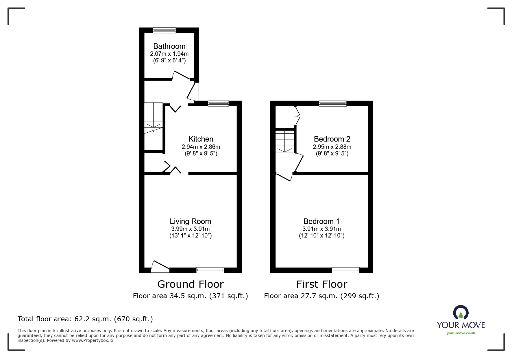 Floorplan of 2 bedroom Mid Terrace House for sale, Leopold Street, Barnsley, South Yorkshire, S70