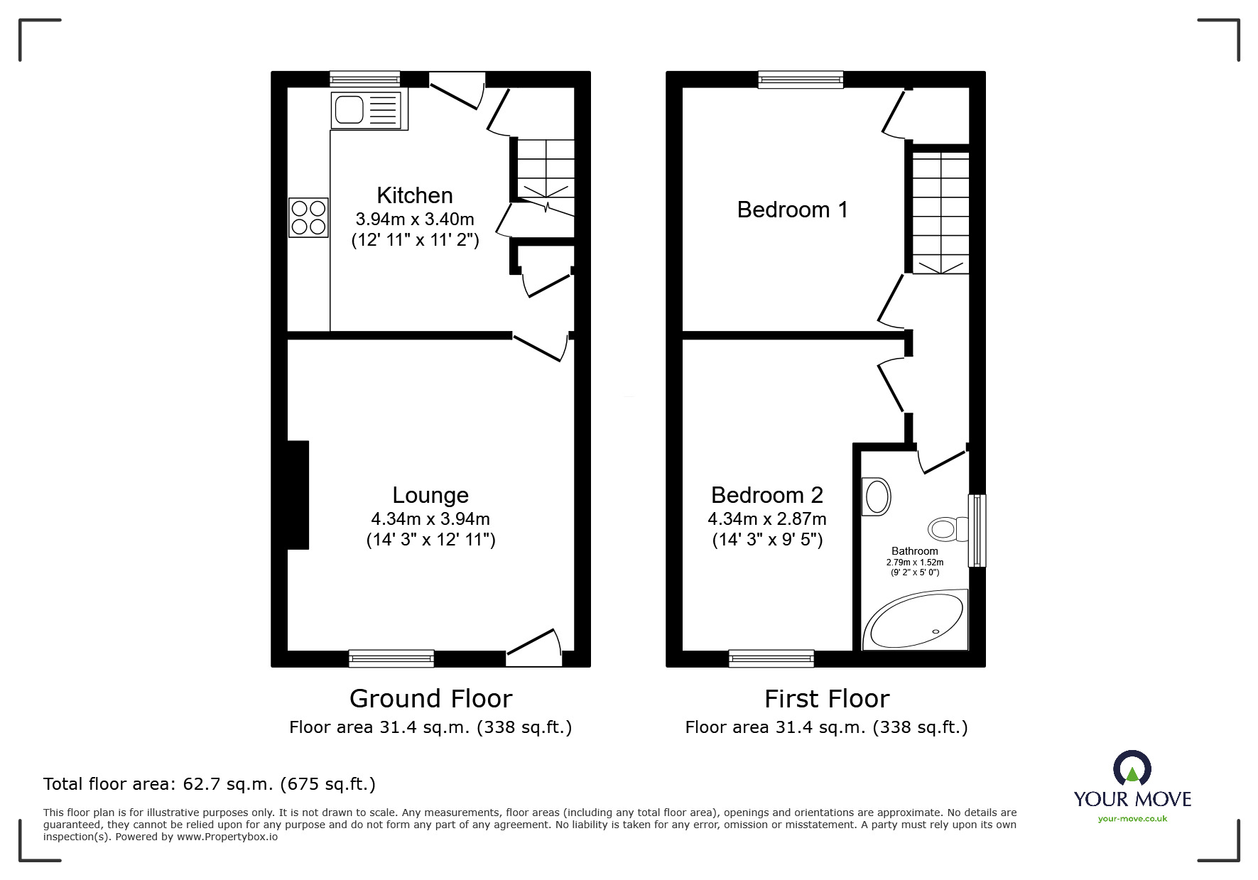Floorplan of 2 bedroom End Terrace House for sale, New Road, Staincross, South Yorkshire, S75