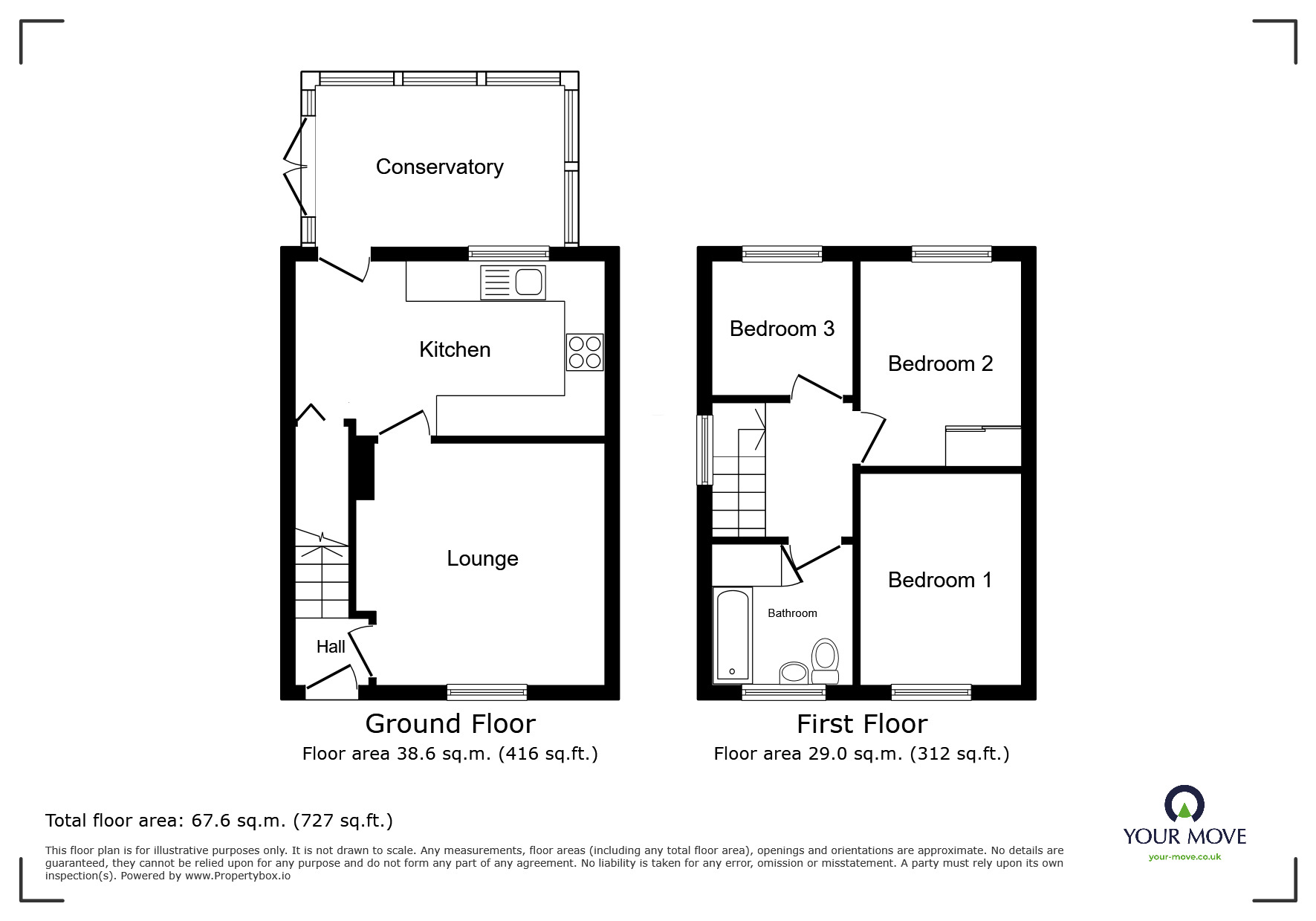 Floorplan of 3 bedroom Semi Detached House for sale, Ashwell Close, Shafton, South Yorkshire, S72