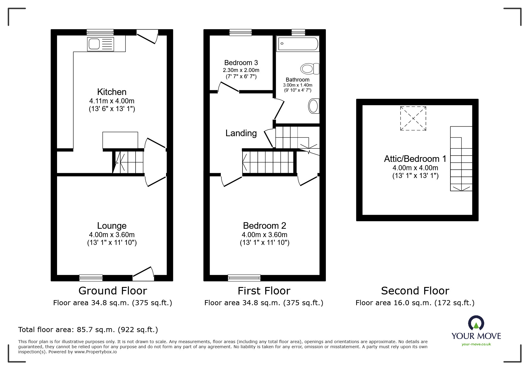 Floorplan of 3 bedroom Mid Terrace House for sale, Spencer Street, Barnsley, South Yorkshire, S70