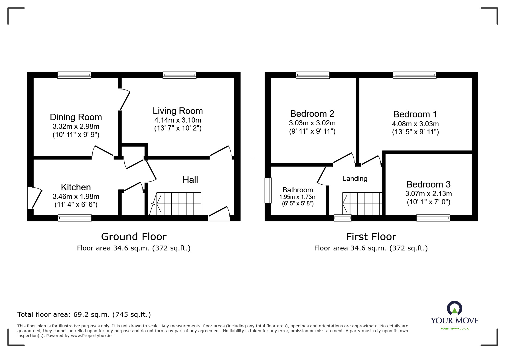 Floorplan of 3 bedroom Semi Detached House for sale, Manor Road, Cudworth, South Yorkshire, S72
