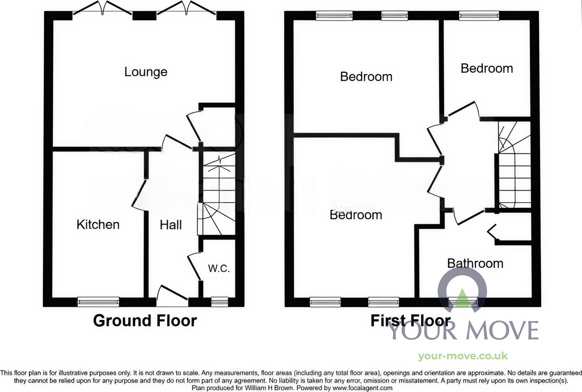 Floorplan of 3 bedroom Mid Terrace House to rent, Bracken Court, Barnsley, South Yorkshire, S70