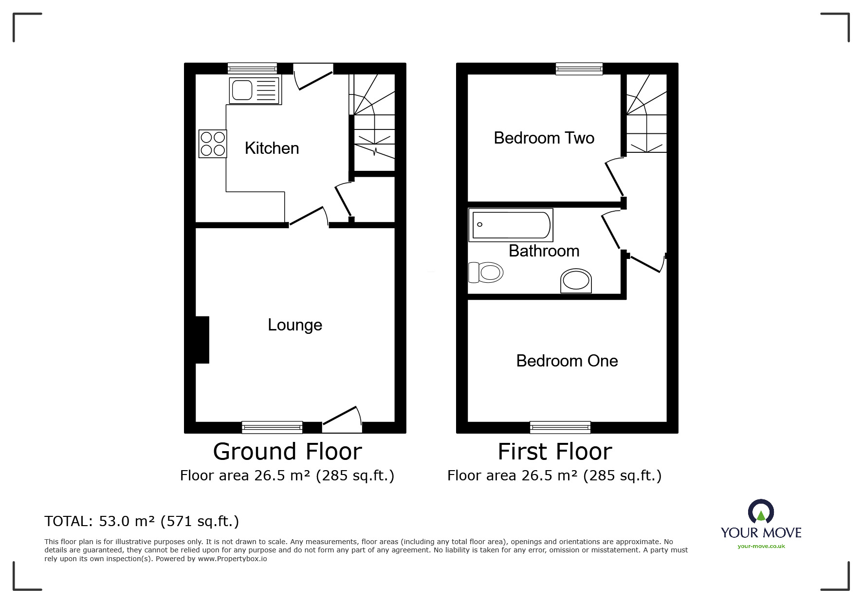 Floorplan of 2 bedroom Mid Terrace House to rent, Rhodes Terrace, Barnsley, South Yorkshire, S70