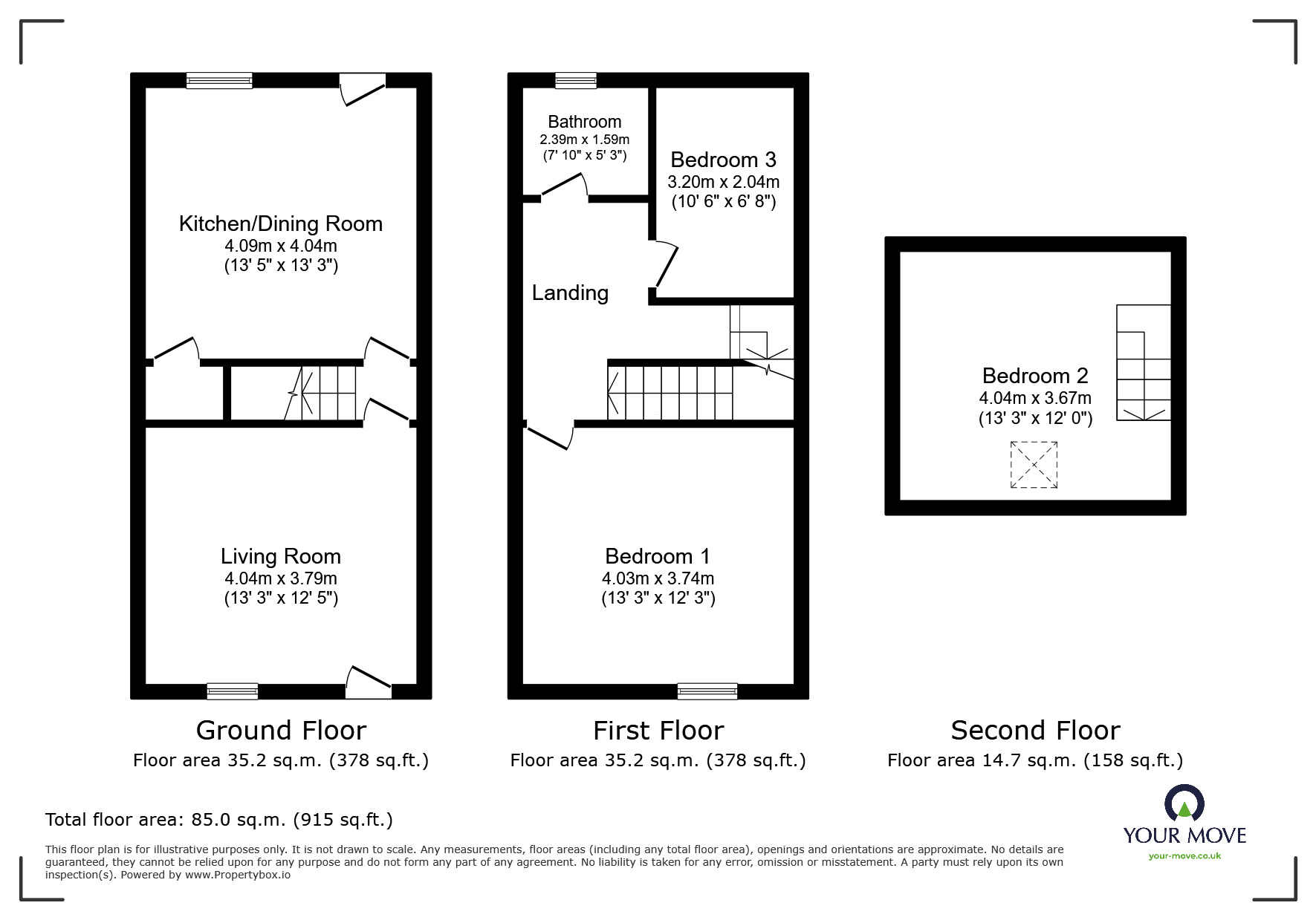 Floorplan of 3 bedroom Mid Terrace House for sale, Summer Lane, Barnsley, South Yorkshire, S75