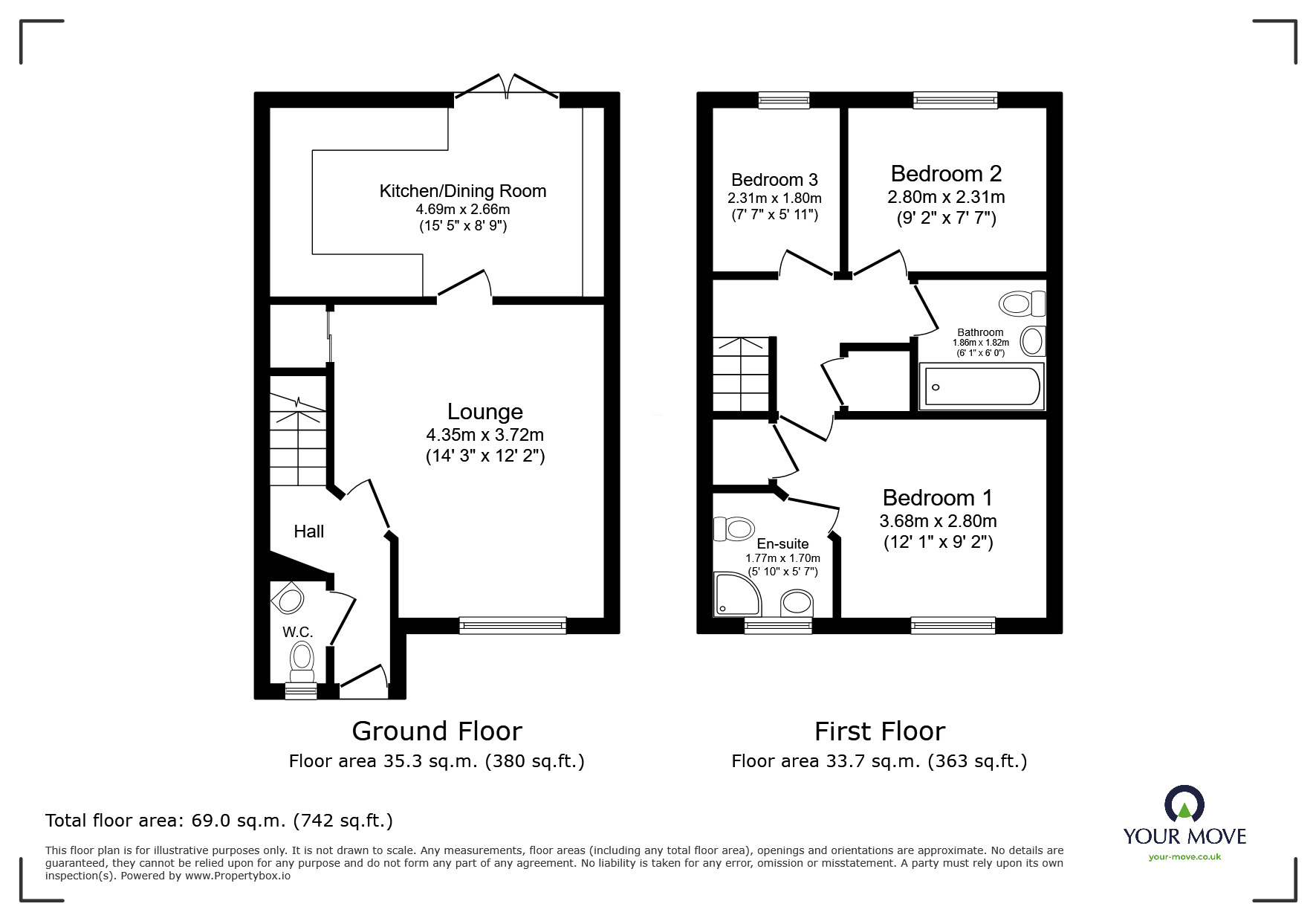 Floorplan of 3 bedroom Semi Detached House for sale, Rookery View, Barnsley, South Yorkshire, S70