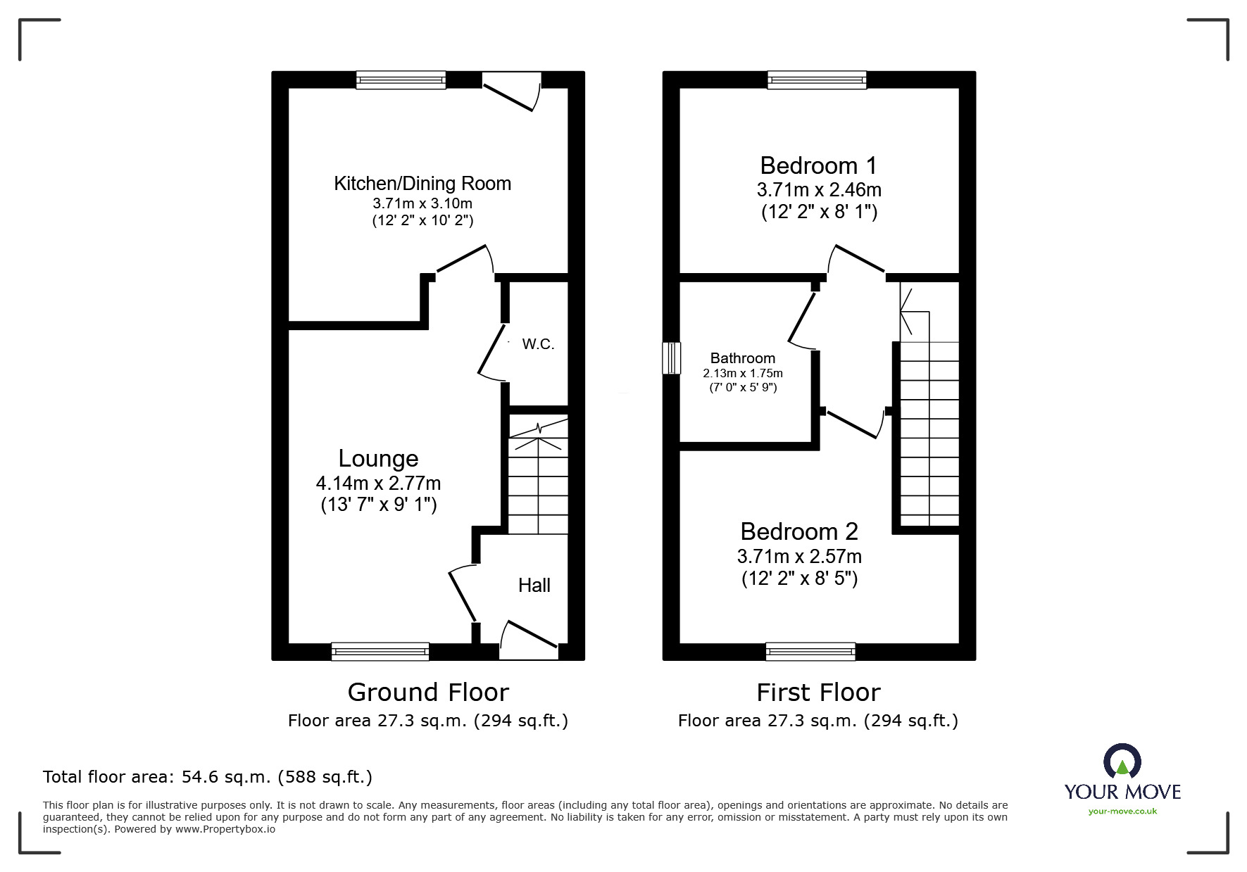 Floorplan of 2 bedroom Semi Detached House for sale, Eshlands Brook, Barnsley, South Yorkshire, S71