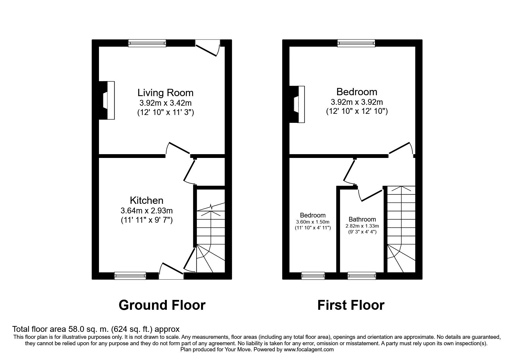 Floorplan of 2 bedroom Mid Terrace House to rent, Dillington Terrace, Barnsley, South Yorkshire, S70