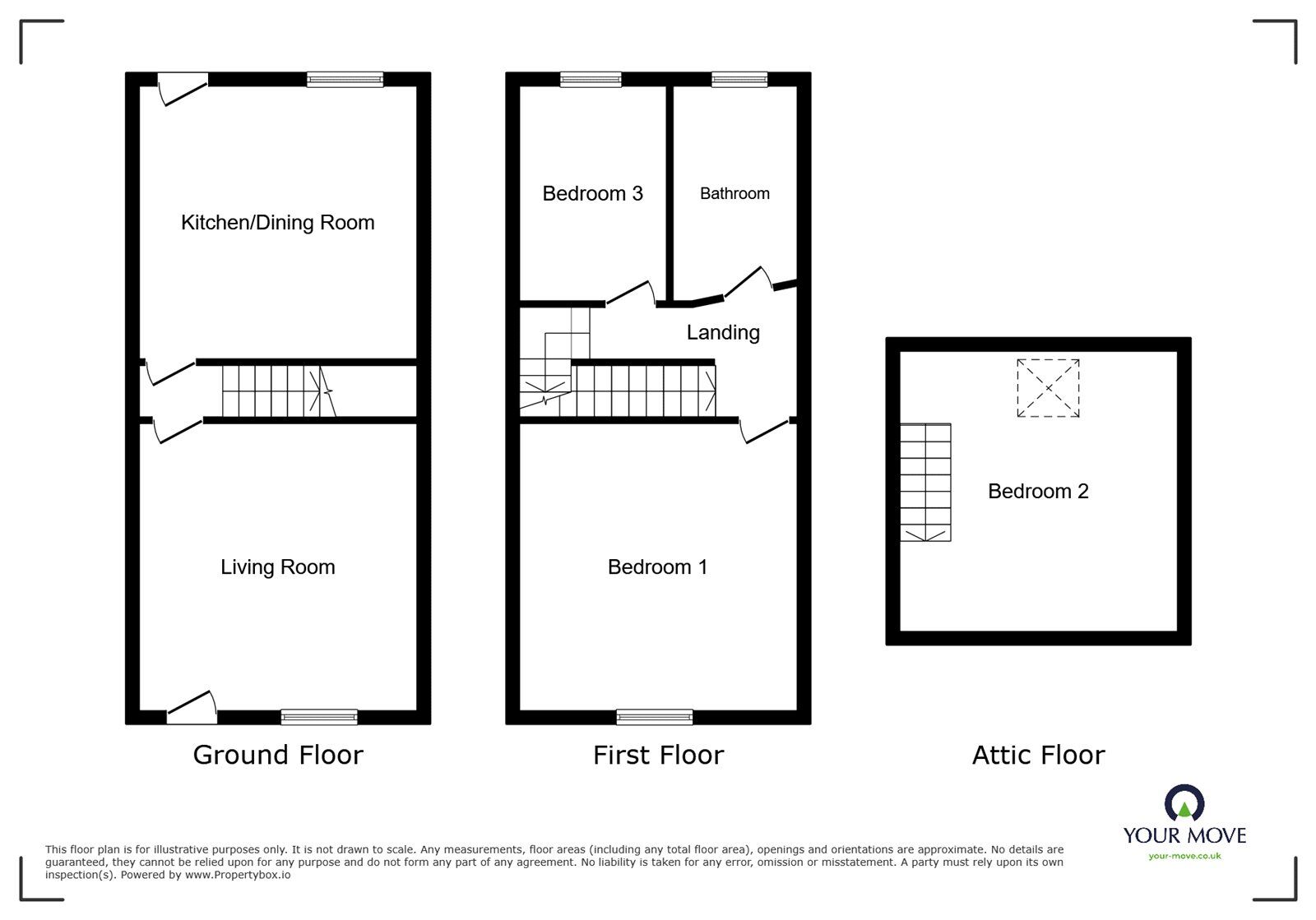 Floorplan of 3 bedroom Mid Terrace House for sale, Grasmere Road, Barnsley, South Yorkshire, S71