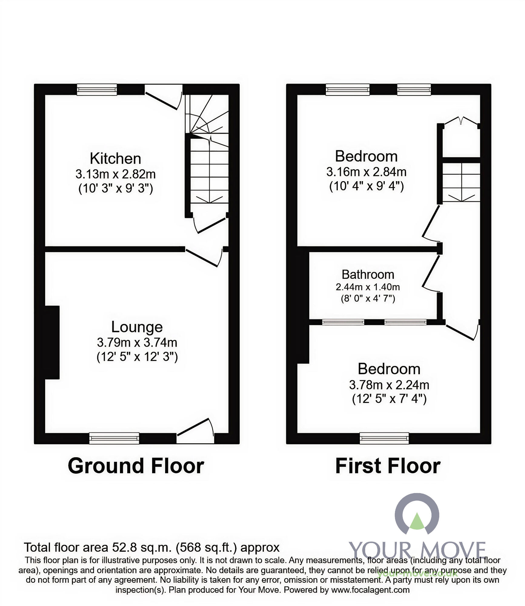 Floorplan of 2 bedroom Mid Terrace House to rent, Brinckman Street, Barnsley, South Yorkshire, S70