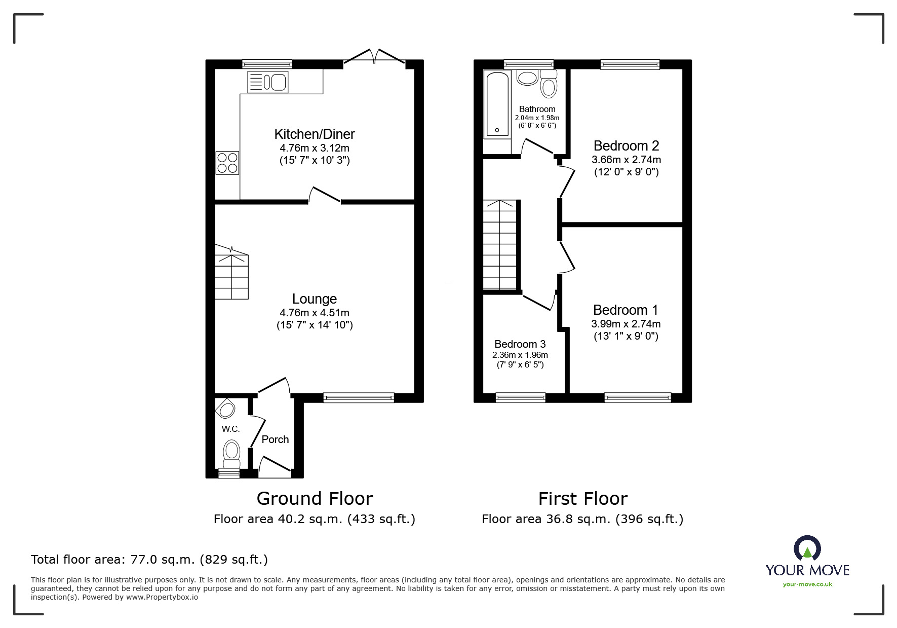 Floorplan of 3 bedroom Semi Detached House for sale, Turnesc Grove, Thurnscoe, South Yorkshire, S63