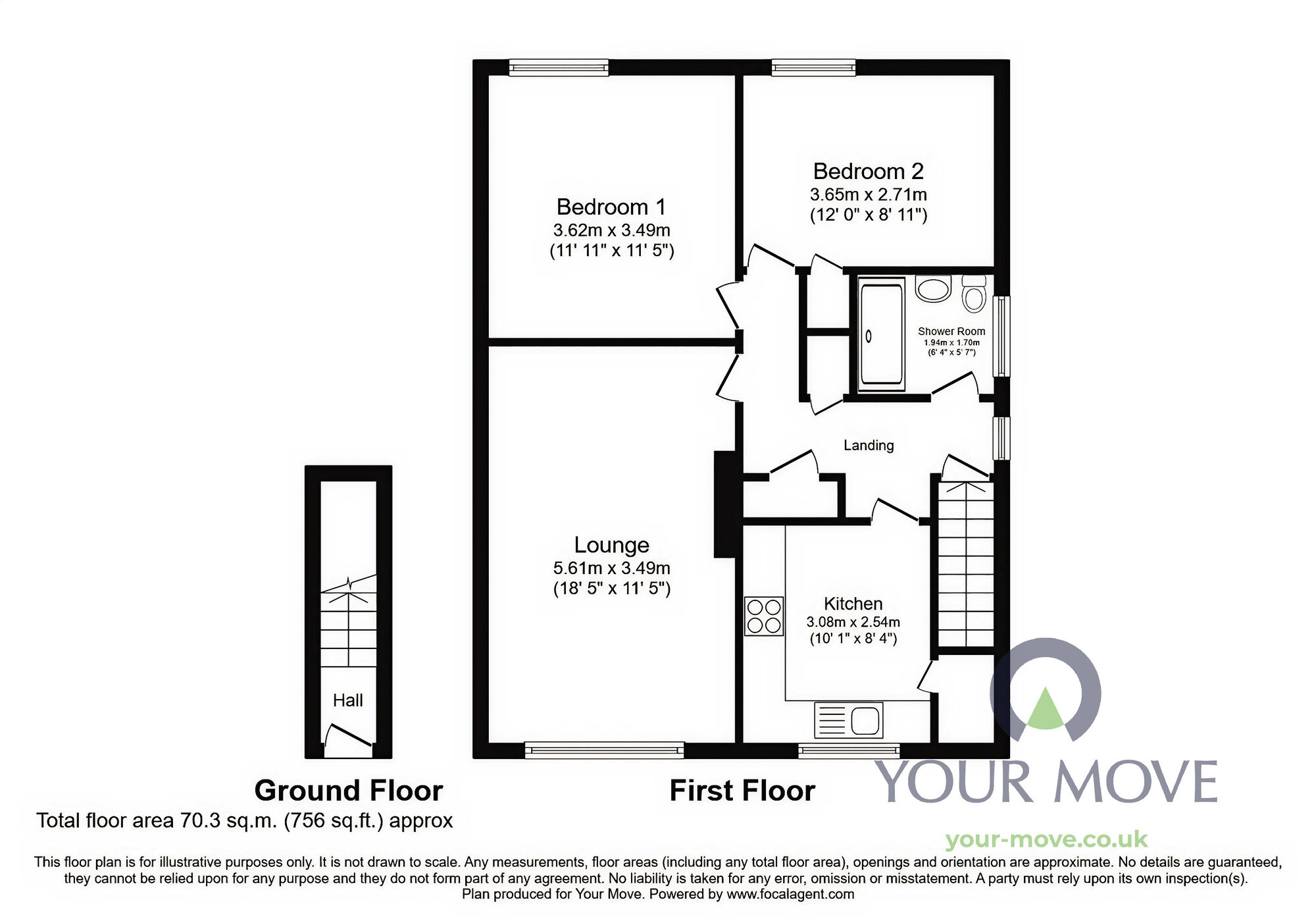 Floorplan of 2 bedroom  Flat to rent, Copper Close, Barnsley, South Yorkshire, S70