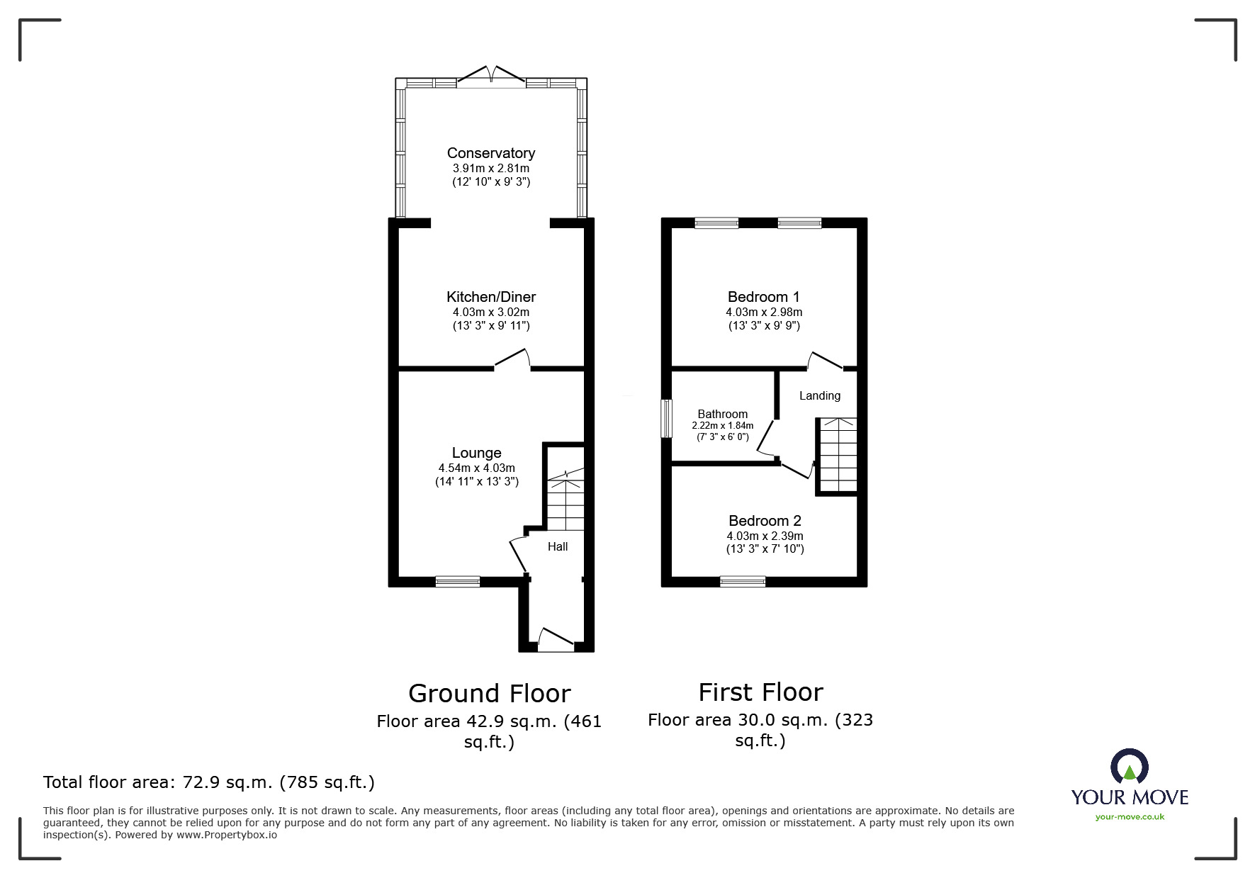 Floorplan of 2 bedroom Semi Detached House for sale, Swallow Close, Darton, South Yorkshire, S75