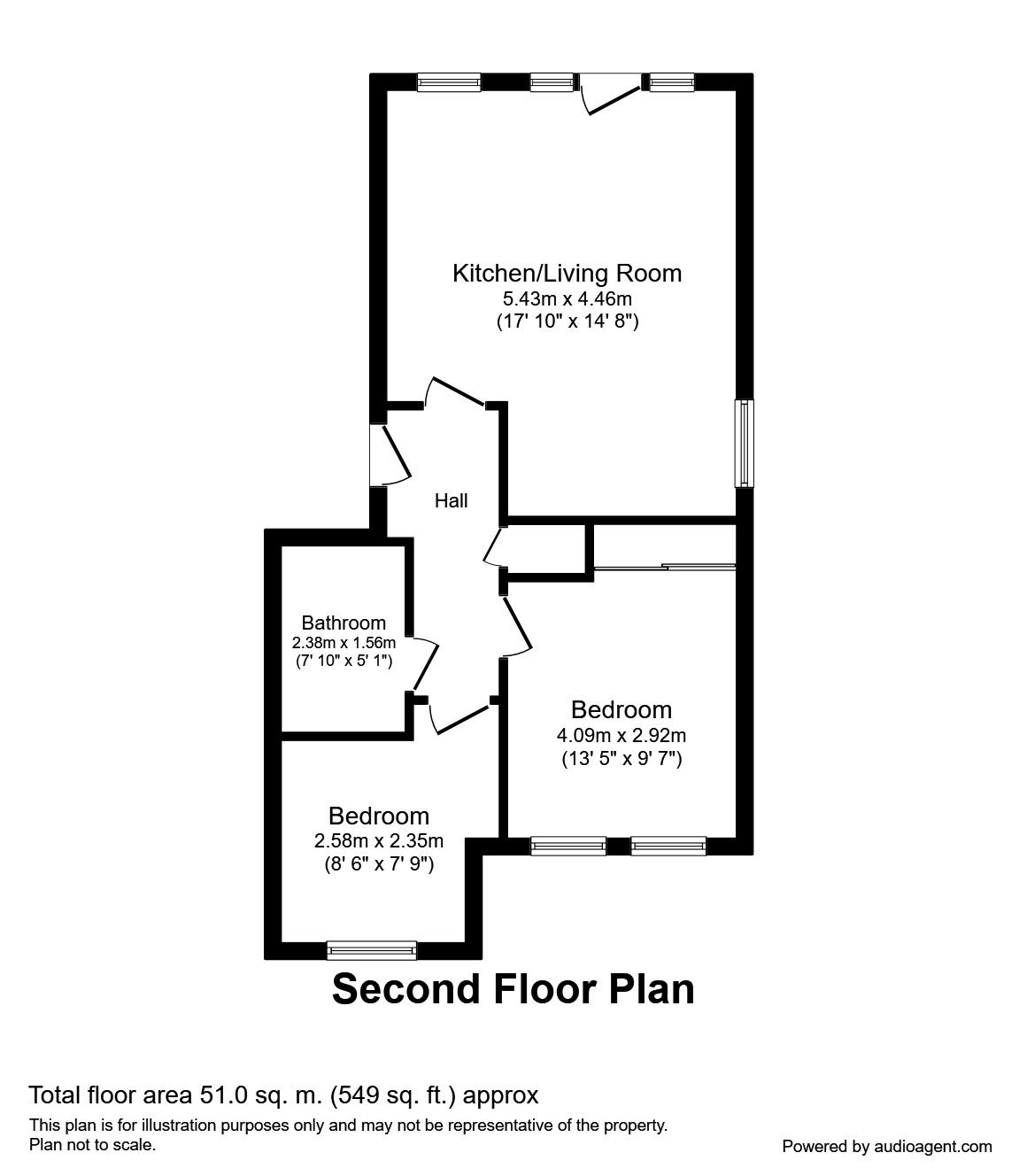 Floorplan of 2 bedroom  Flat to rent, Oaken Royd Croft, Elsecar, South Yorkshire, S74