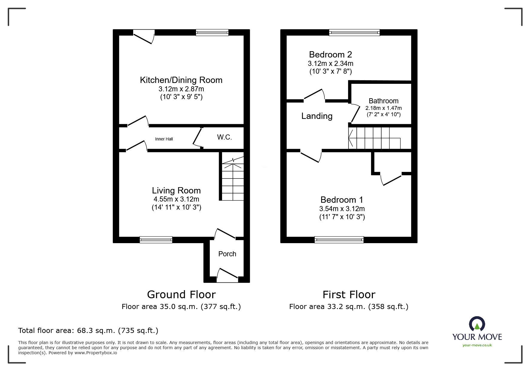 Floorplan of 2 bedroom Mid Terrace House for sale, Chestnut Crescent, Barnsley, South Yorkshire, S70