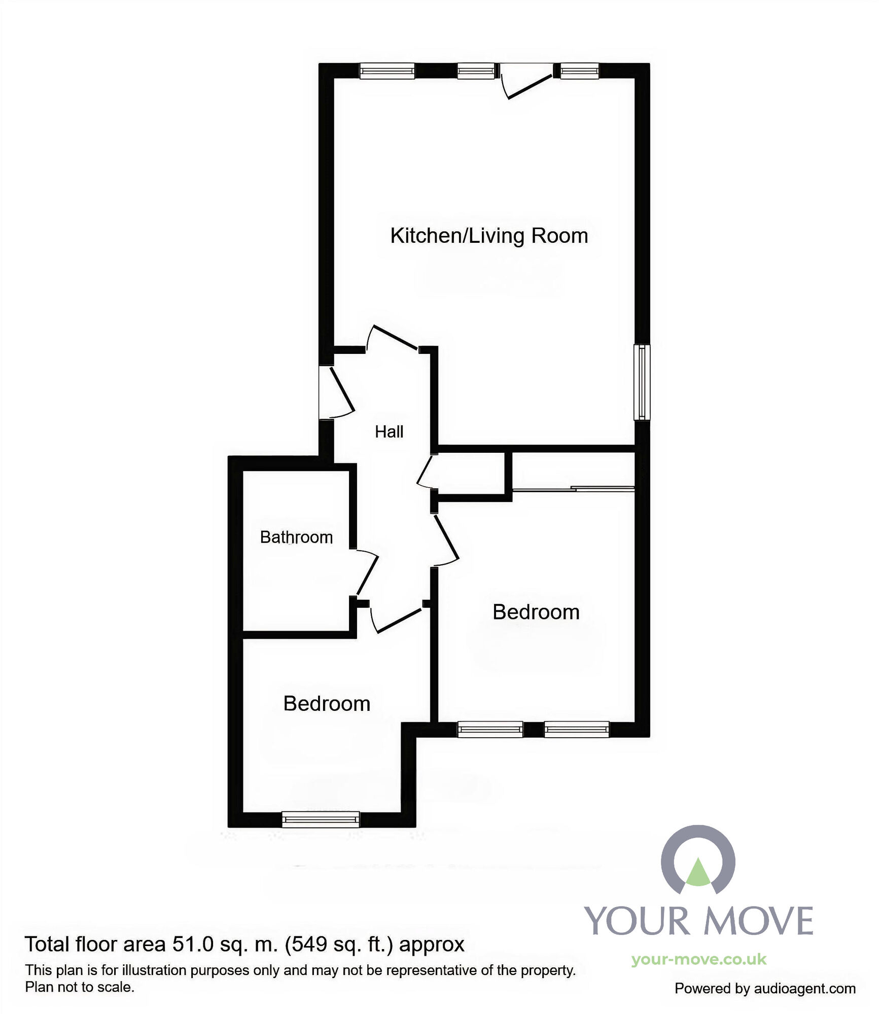Floorplan of 2 bedroom  Flat to rent, Oaken Royd Croft, Elsecar, South Yorkshire, S74
