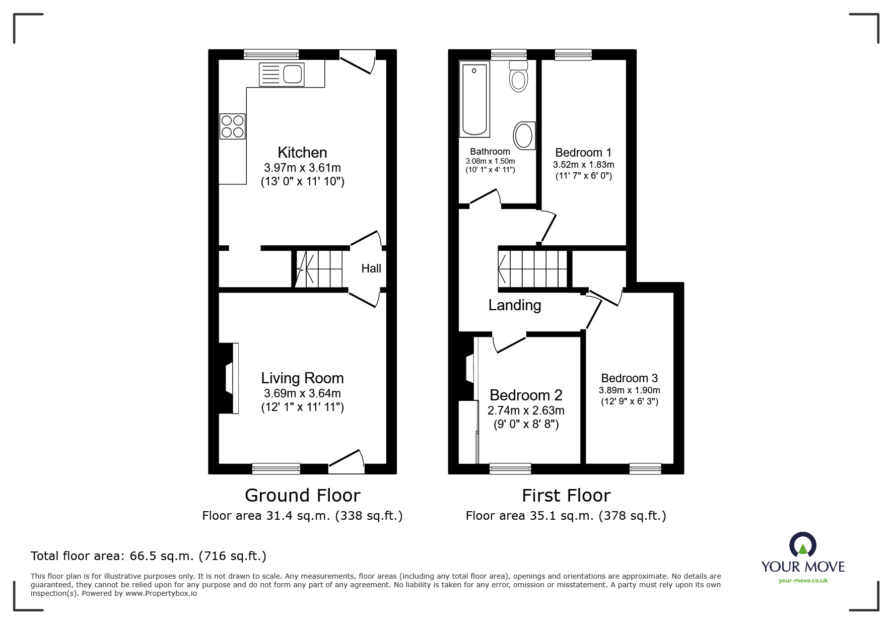 Floorplan of 3 bedroom Mid Terrace House for sale, Farrar Street, Barnsley, South Yorkshire, S70