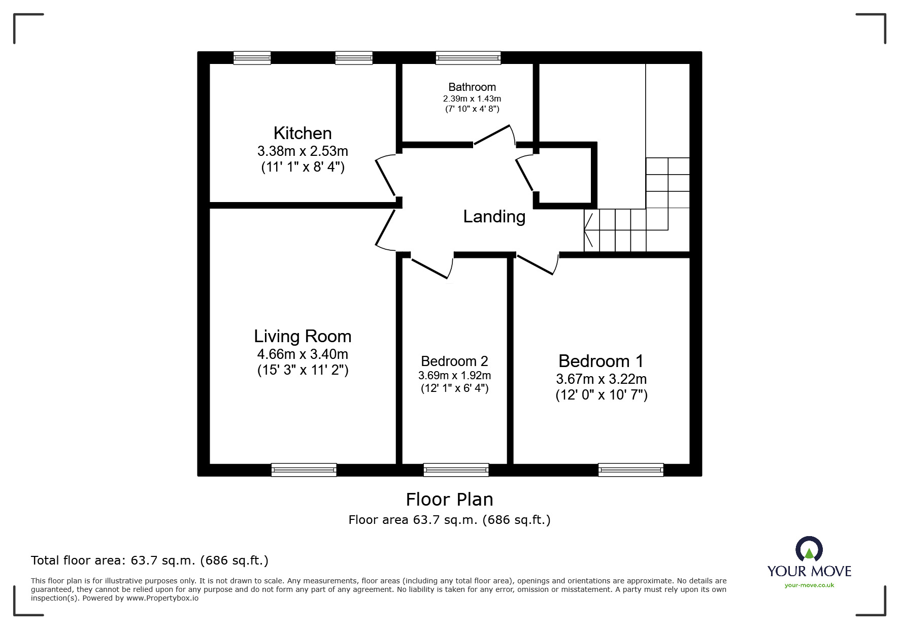 Floorplan of 2 bedroom Flat for sale, Standhill Crescent, Barnsley, S71