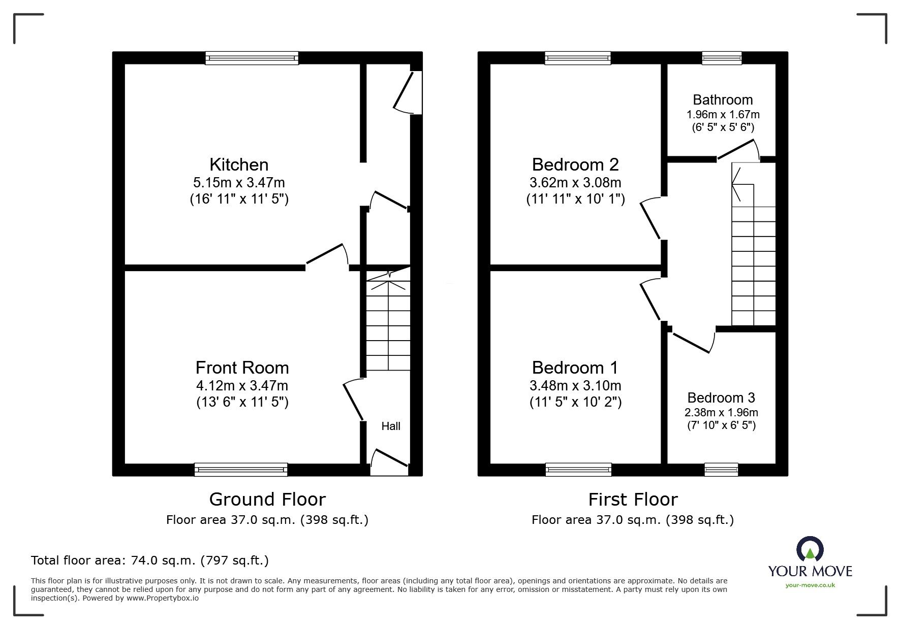 Floorplan of 3 bedroom Mid Terrace House for sale, Sheridan Court, Barnsley, S71
