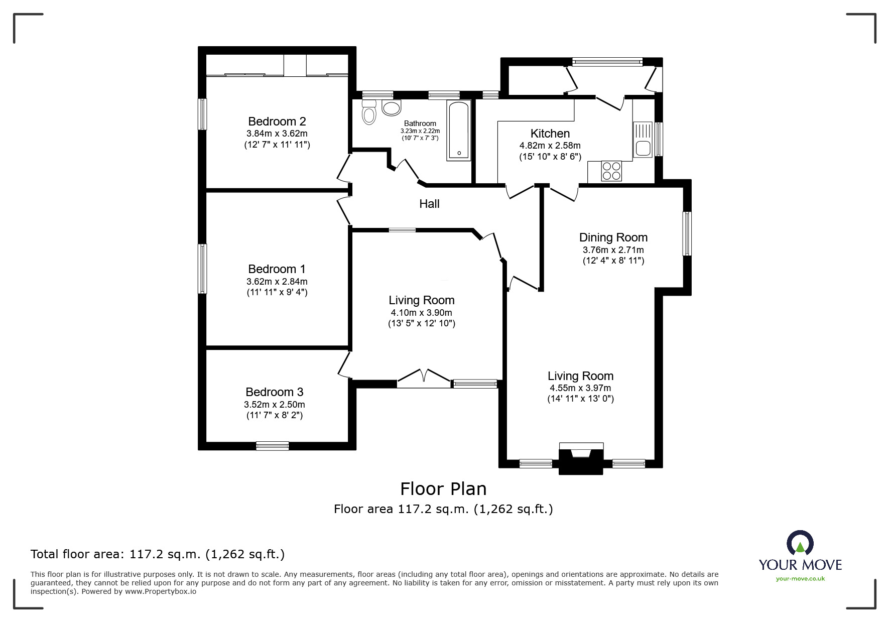Floorplan of 3 bedroom Detached Bungalow for sale, Spring Lane, Barnsley, S71