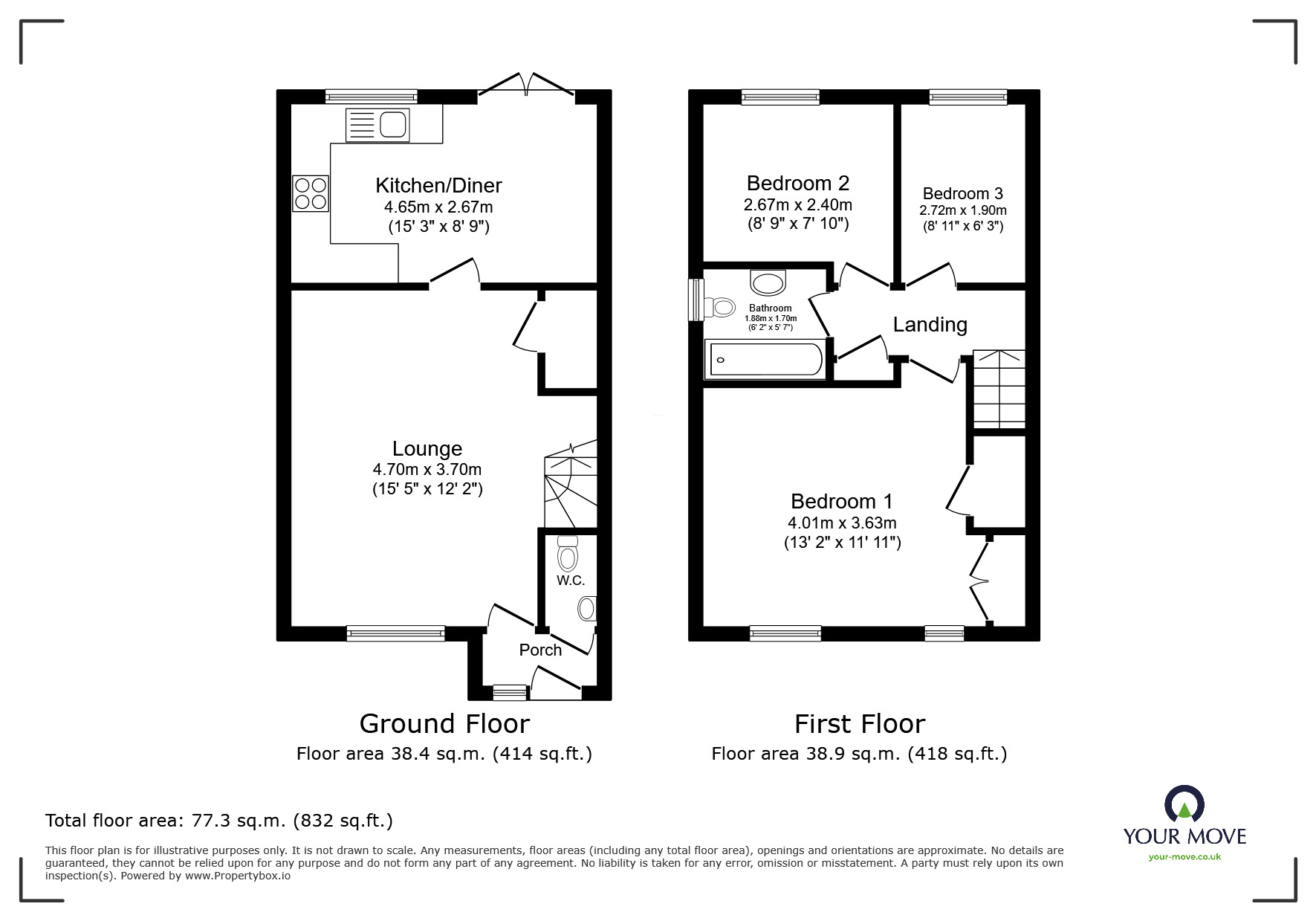 Floorplan of 3 bedroom Semi Detached House for sale, Orchard Place, Cudworth, Barnsley, S72